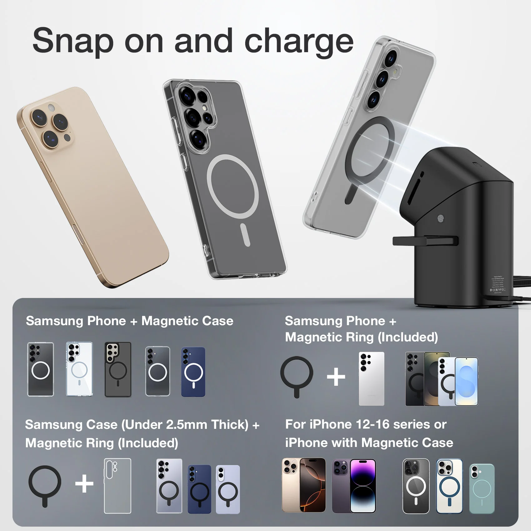 Tough On MagPro QI2 3-in-1 Wireless Charger for Samsung Galaxy Phone Watch Earbuds - Image 7