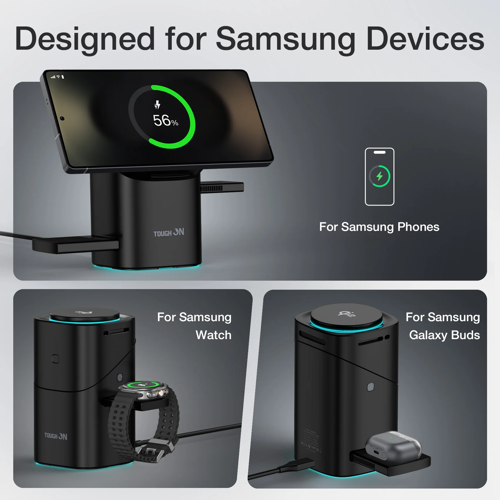 Tough On MagPro QI2 3-in-1 Wireless Charger for Samsung Galaxy Phone Watch Earbuds - Image 9