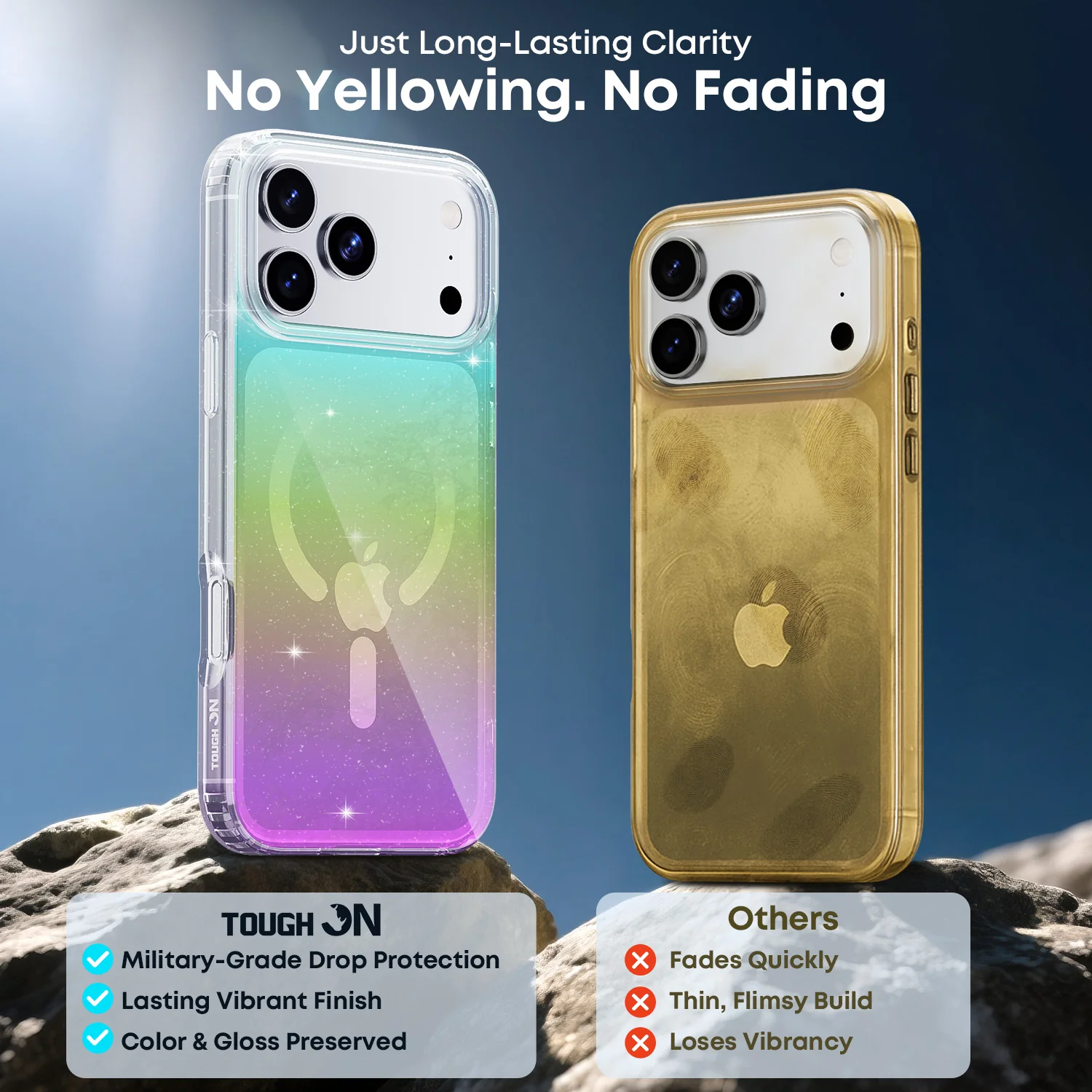 Tough On No Yellow Glitter Iridescent Case with MagSafe for iPhone - Image 2