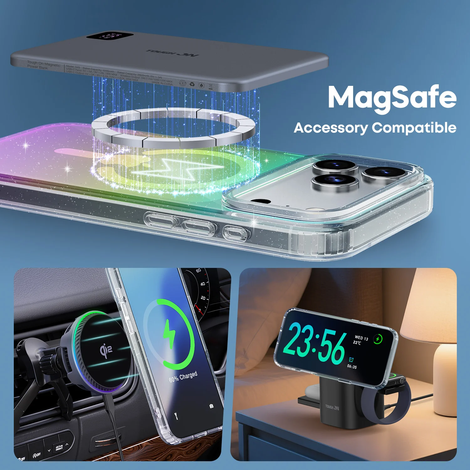 Tough On No Yellow Glitter Iridescent Case with MagSafe for iPhone - Image 3
