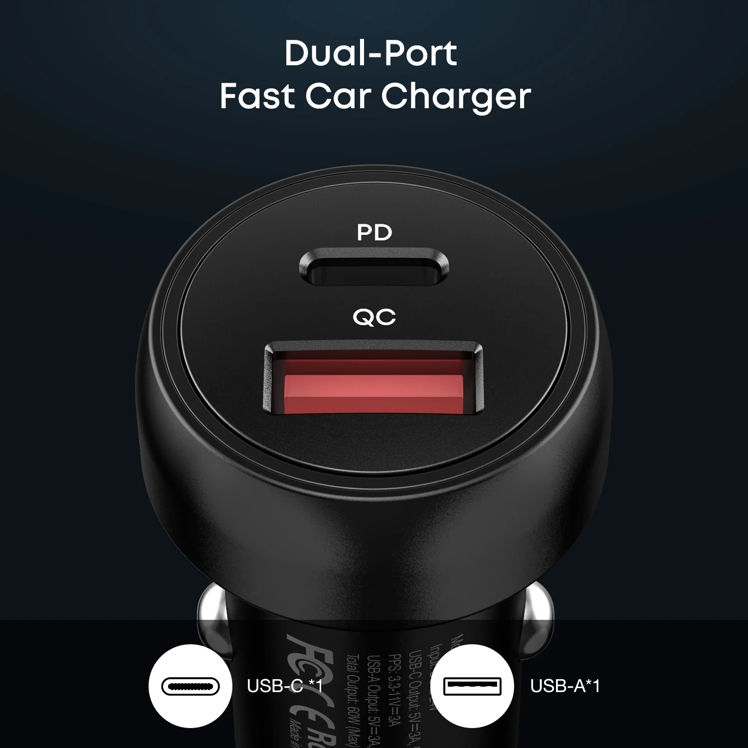 Tough On Fast Charging Car Charger with USB C and USB A Ports - Image 3