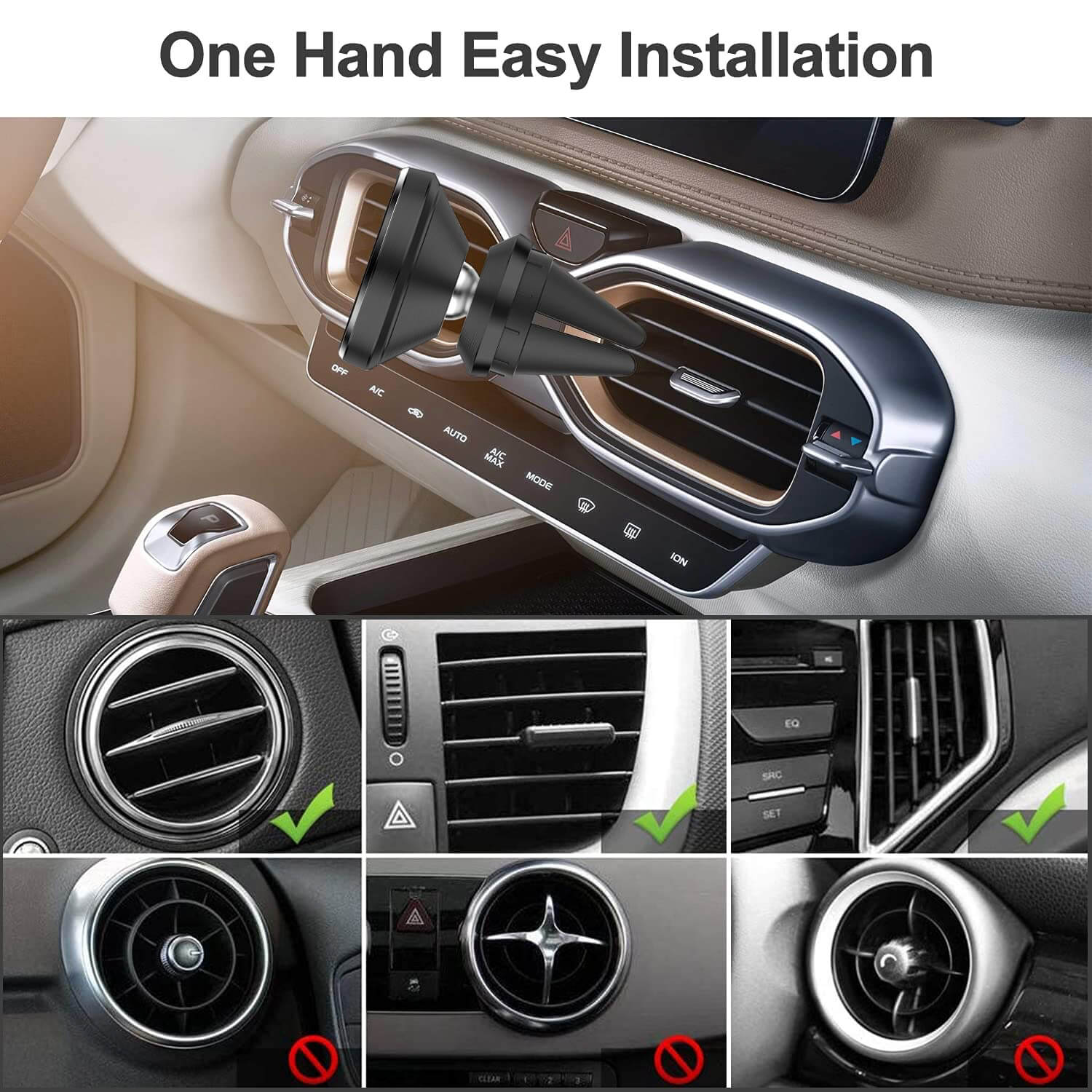 Tough On Power Magnetic Car Mount Air Vent Black - Image 5