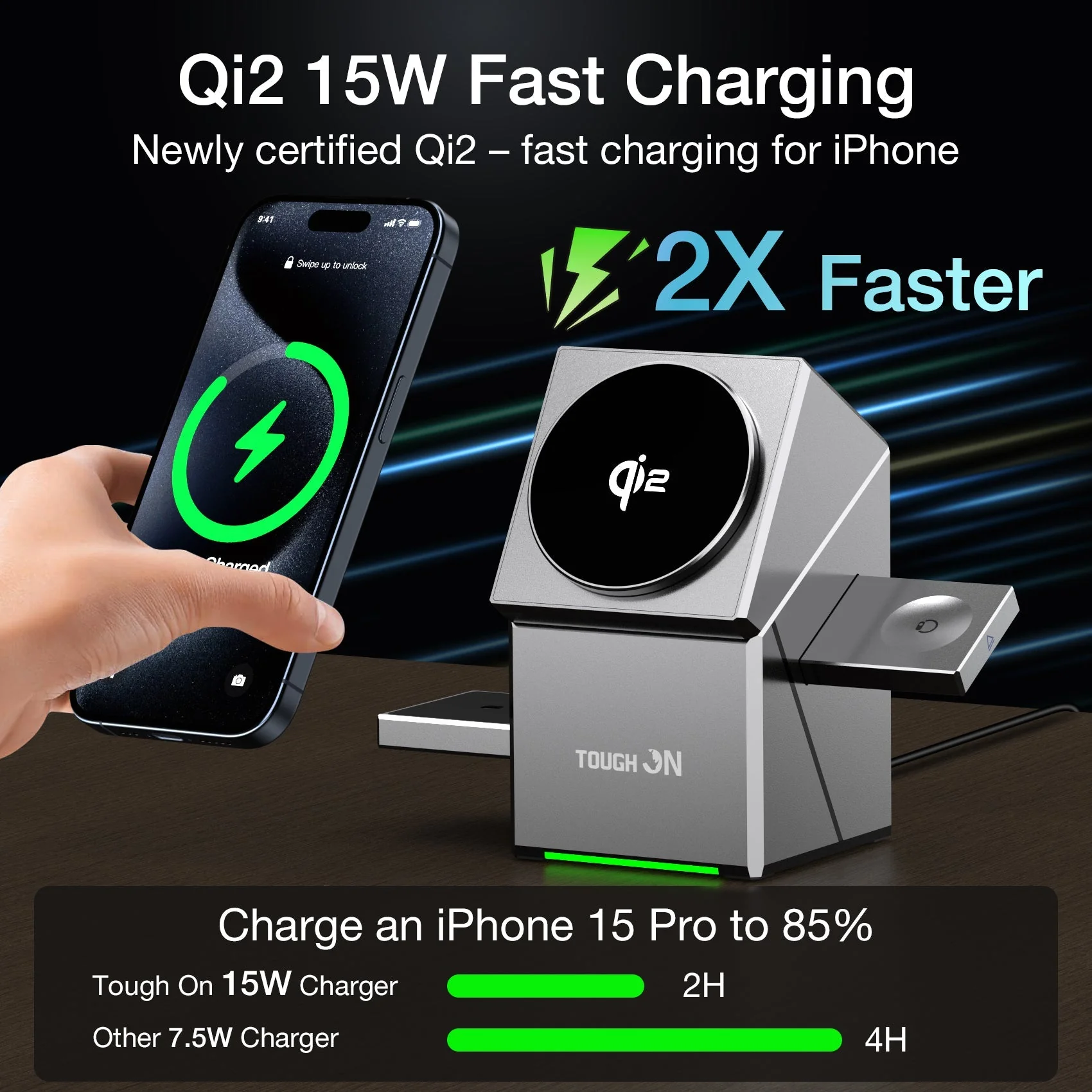 Tough On Qi2 3-in-1 Wireless Charger (15W) and USB-C Charger (30W) Bundle - Image 2