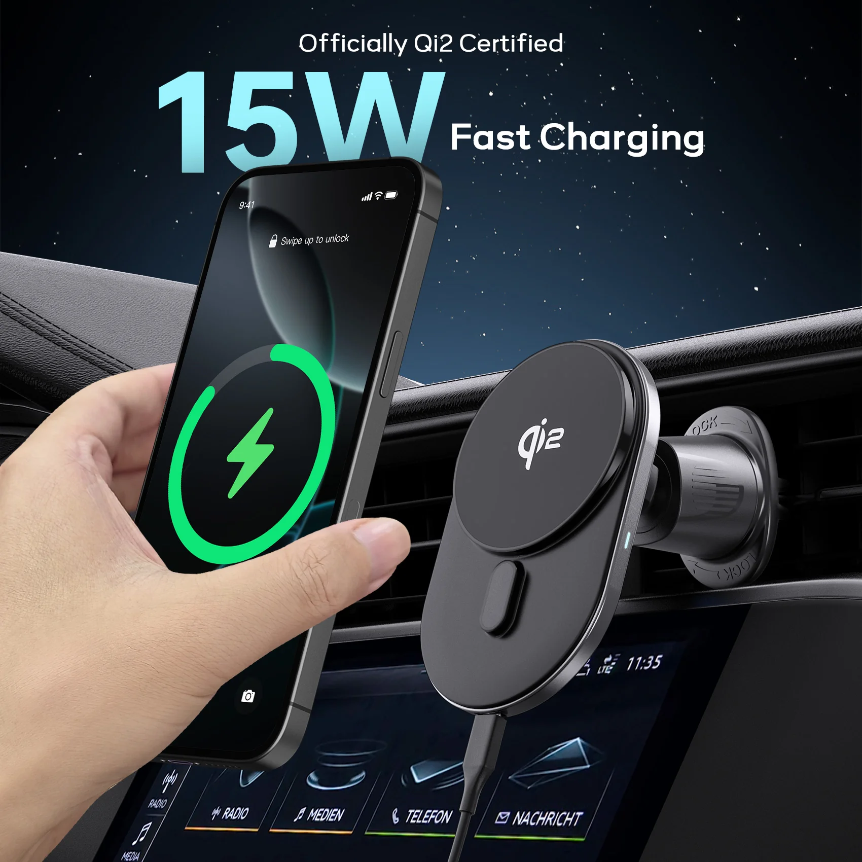 Tough On Qi2 Wireless Car Charger with 15W Fast Charging - Image 3