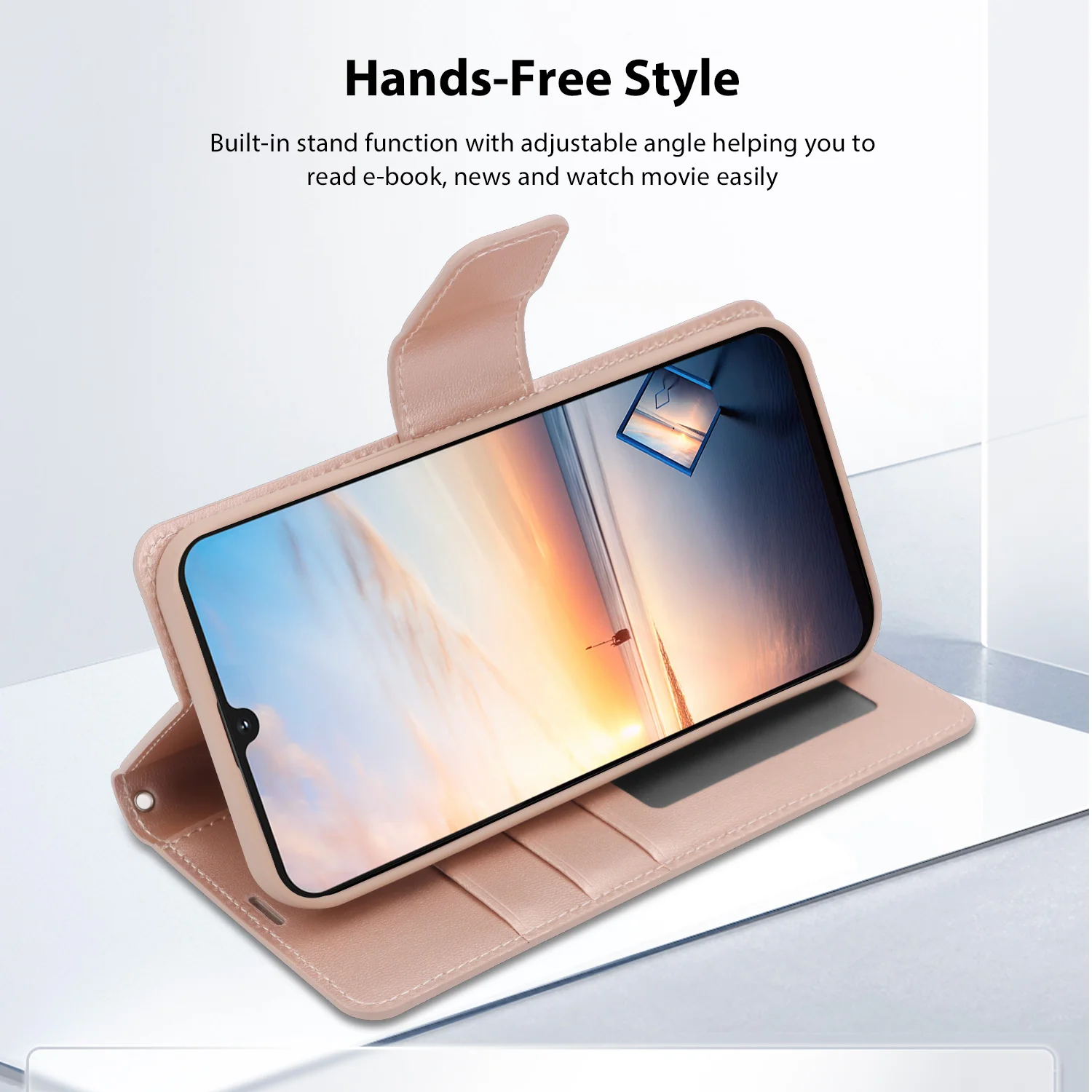 Tough On Samsung Galaxy A14 5G Flip Wallet Leather Case Rose Gold - Image 3