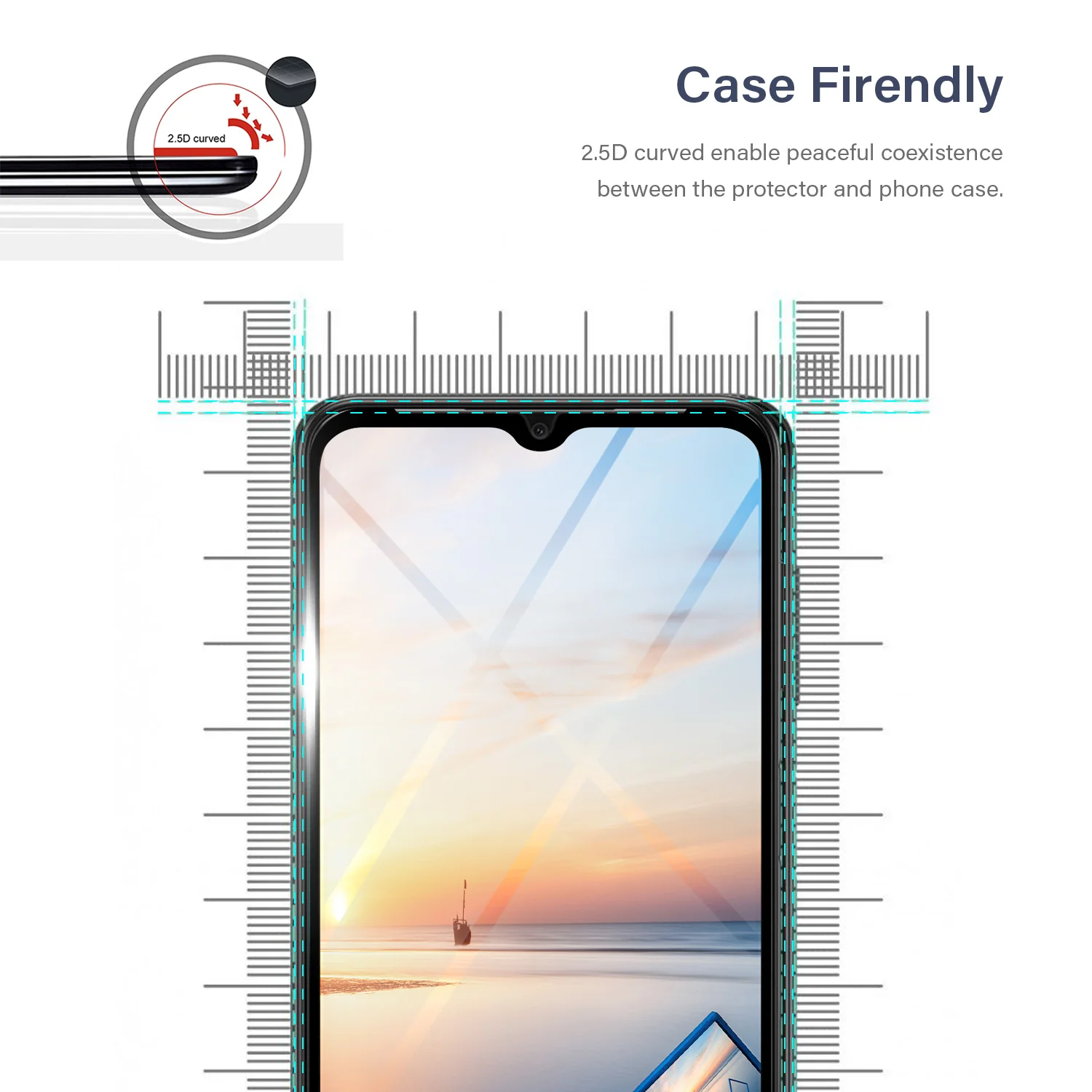 Tough On Samsung Galaxy A14 5G Tempered Glass Screen Protector Black - Image 3