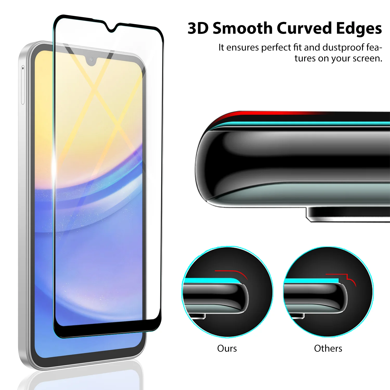 Tough On Samsung Galaxy A15 5G 2.5D Tempered Glass Screen Protector Black - Image 4
