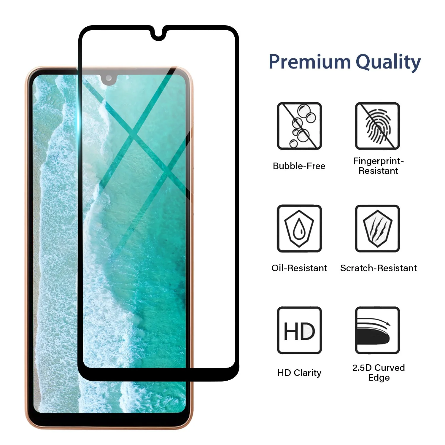 Tough On Samsung Galaxy A34 Tempered Glass Screen Protector Black - Image 2