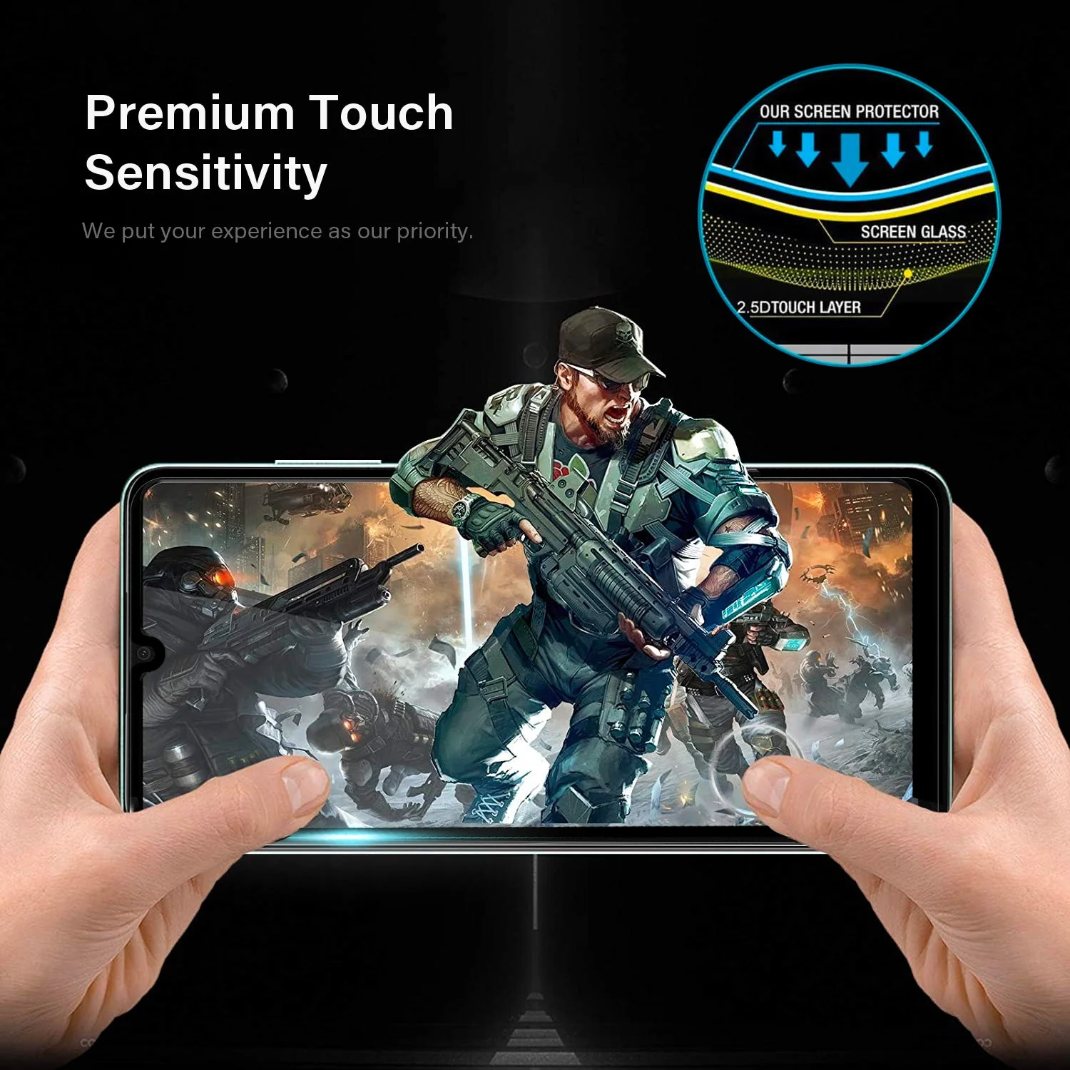 Tough On Samsung Galaxy A34 Tempered Glass Screen Protector Black - Image 6