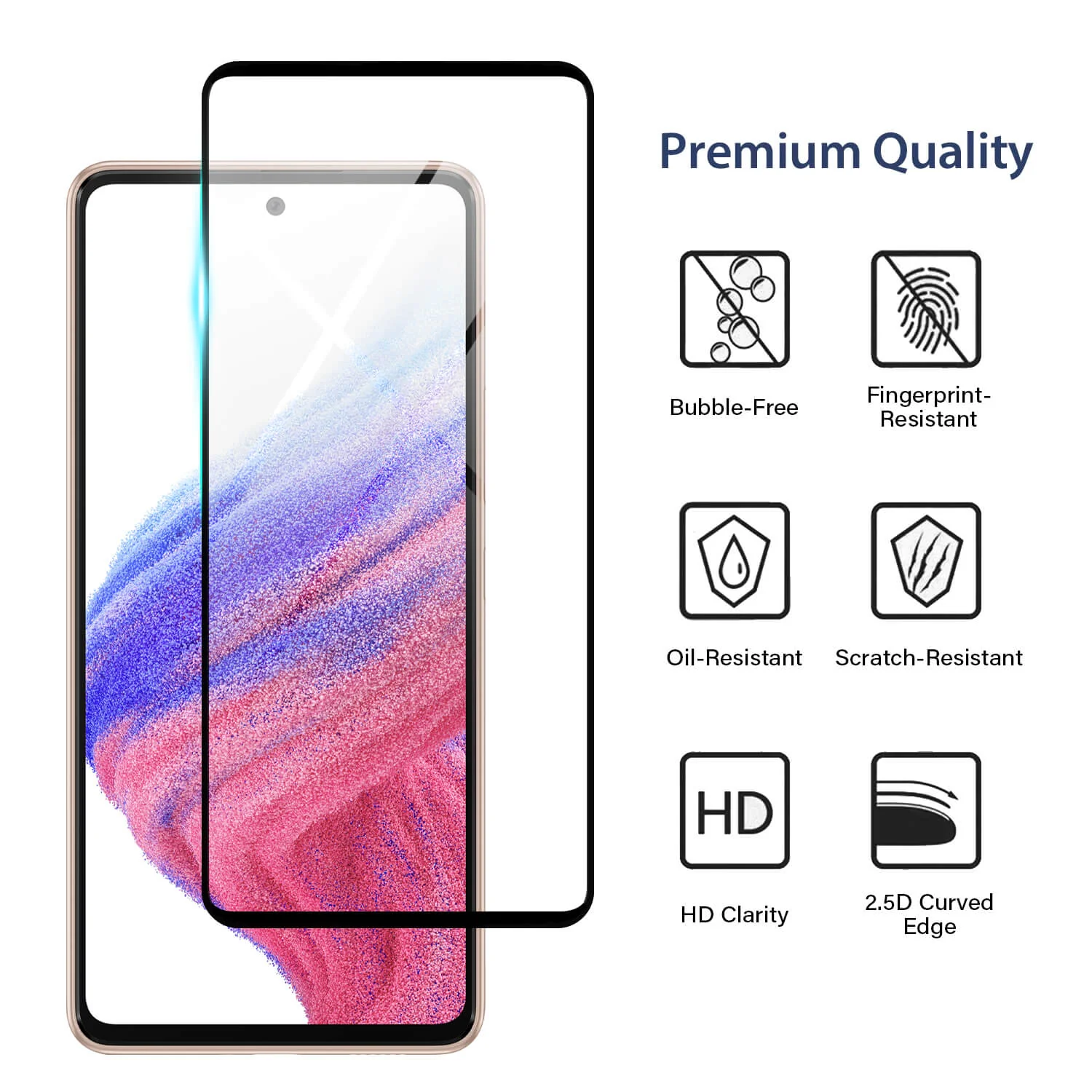 Tough On Samsung Galaxy A52s/A53 5G/A52 5G 2.5D Tempered Glass Screen Protector Black - Image 2