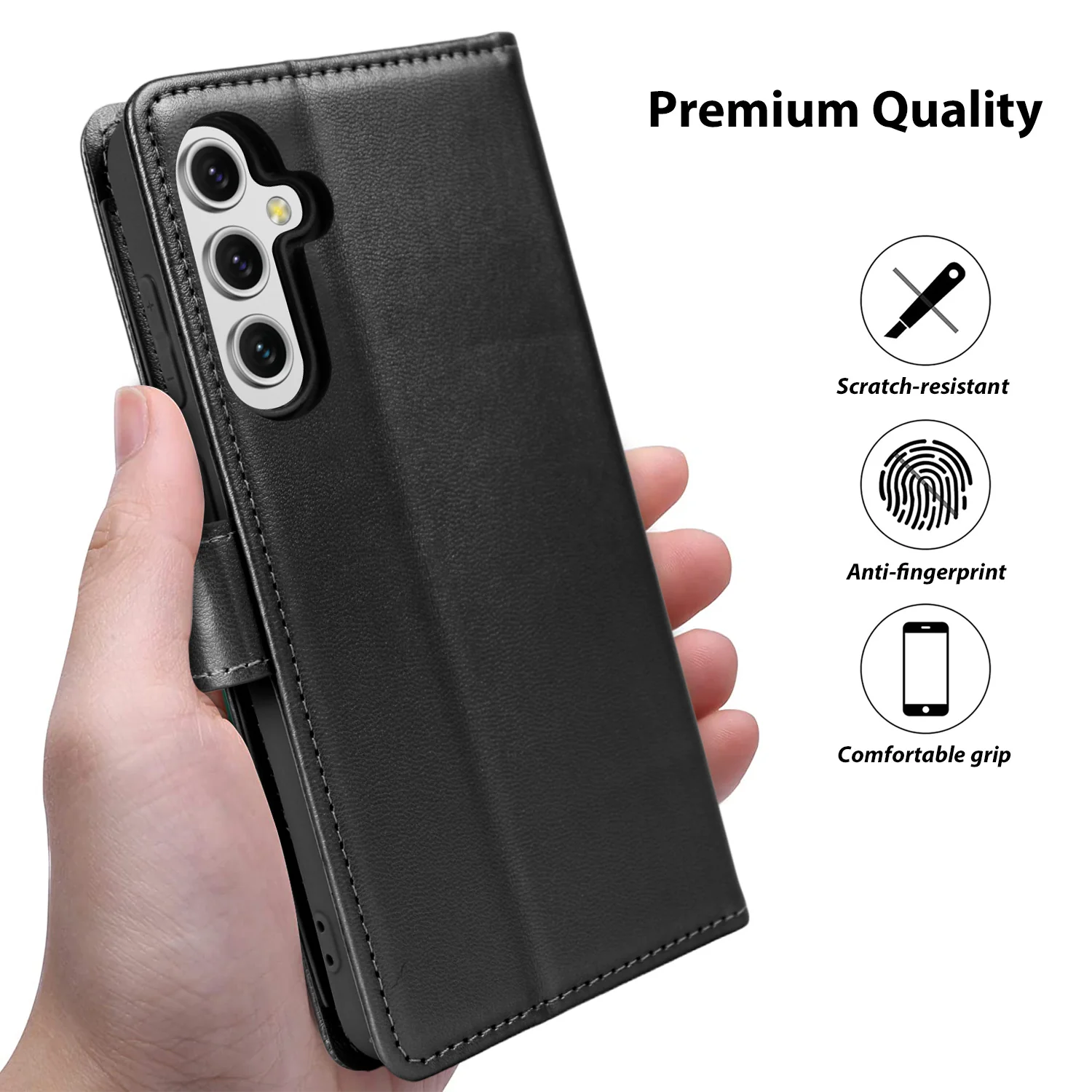Tough On Samsung Galaxy A54 5G Flip Wallet Leather Case Black - Image 5