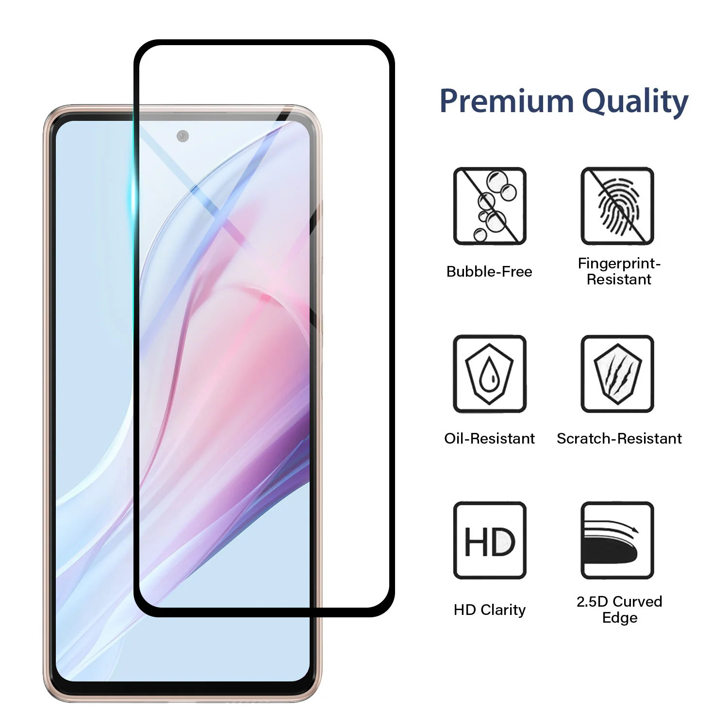 Tough On Samsung Galaxy A54 5G Tempered Glass Screen Protector Black - Image 2