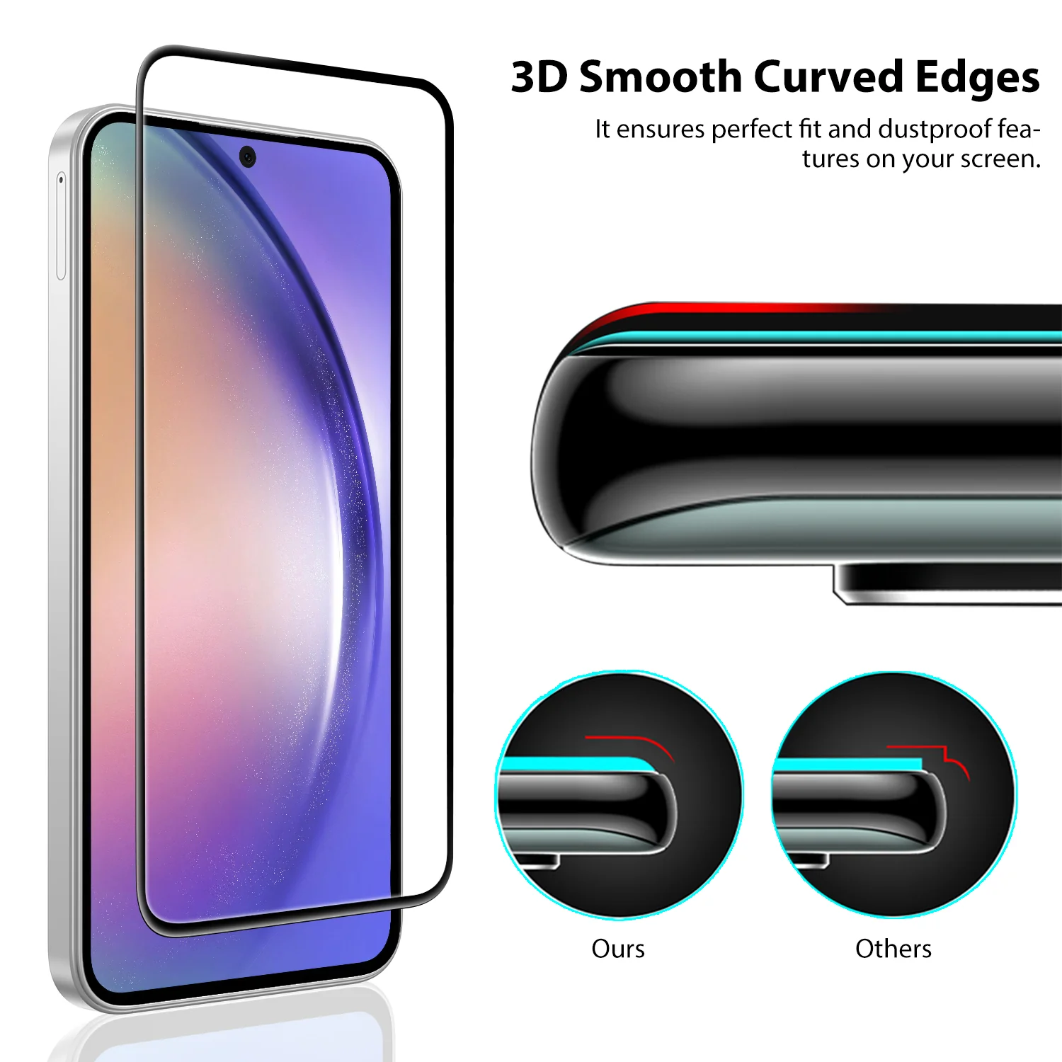 Tough On Samsung Galaxy A55 5G 2.5D Tempered Glass Screen Protector Black - Image 4