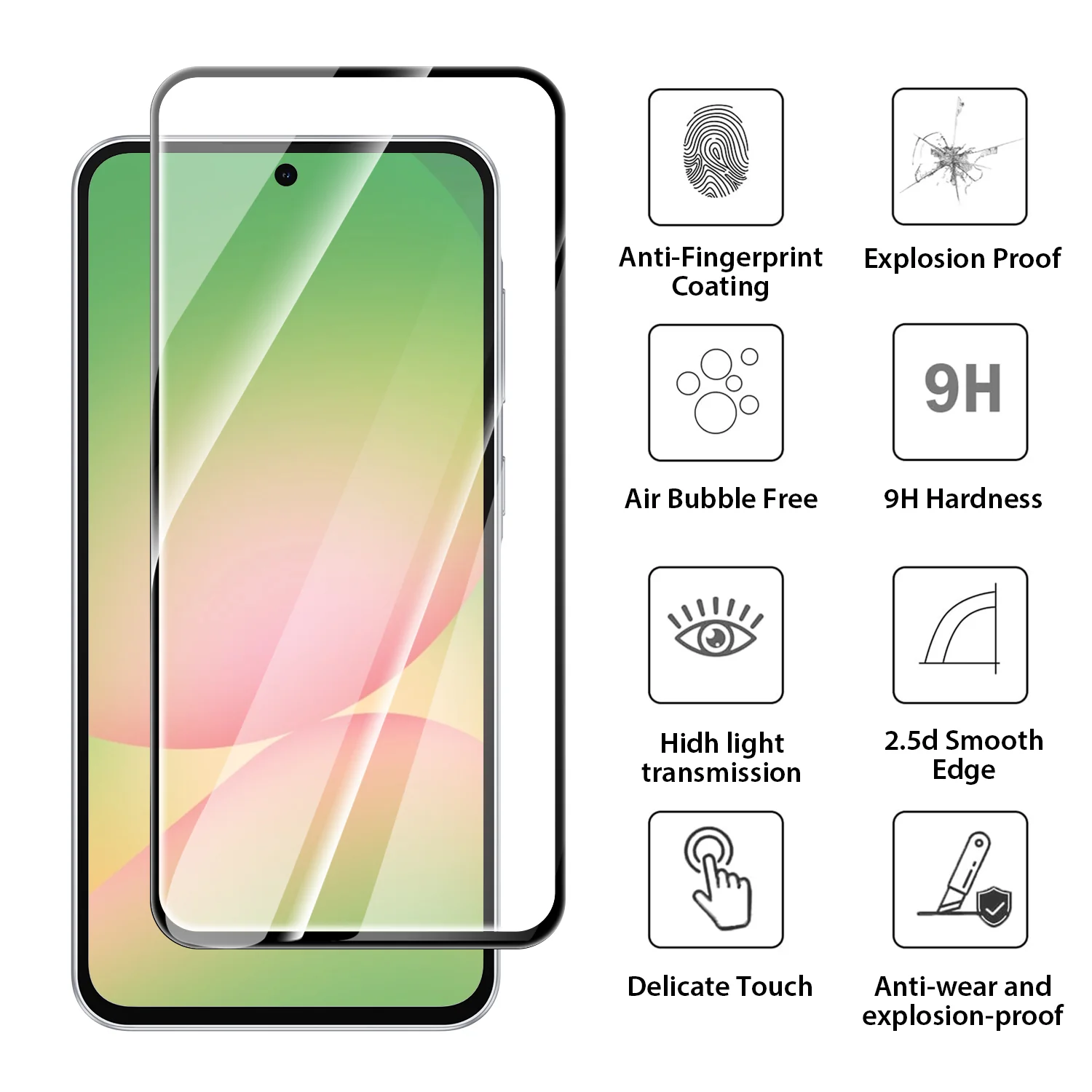 Tough On Samsung Galaxy A56 Tempered Glass Screen Protector Black - Image 2