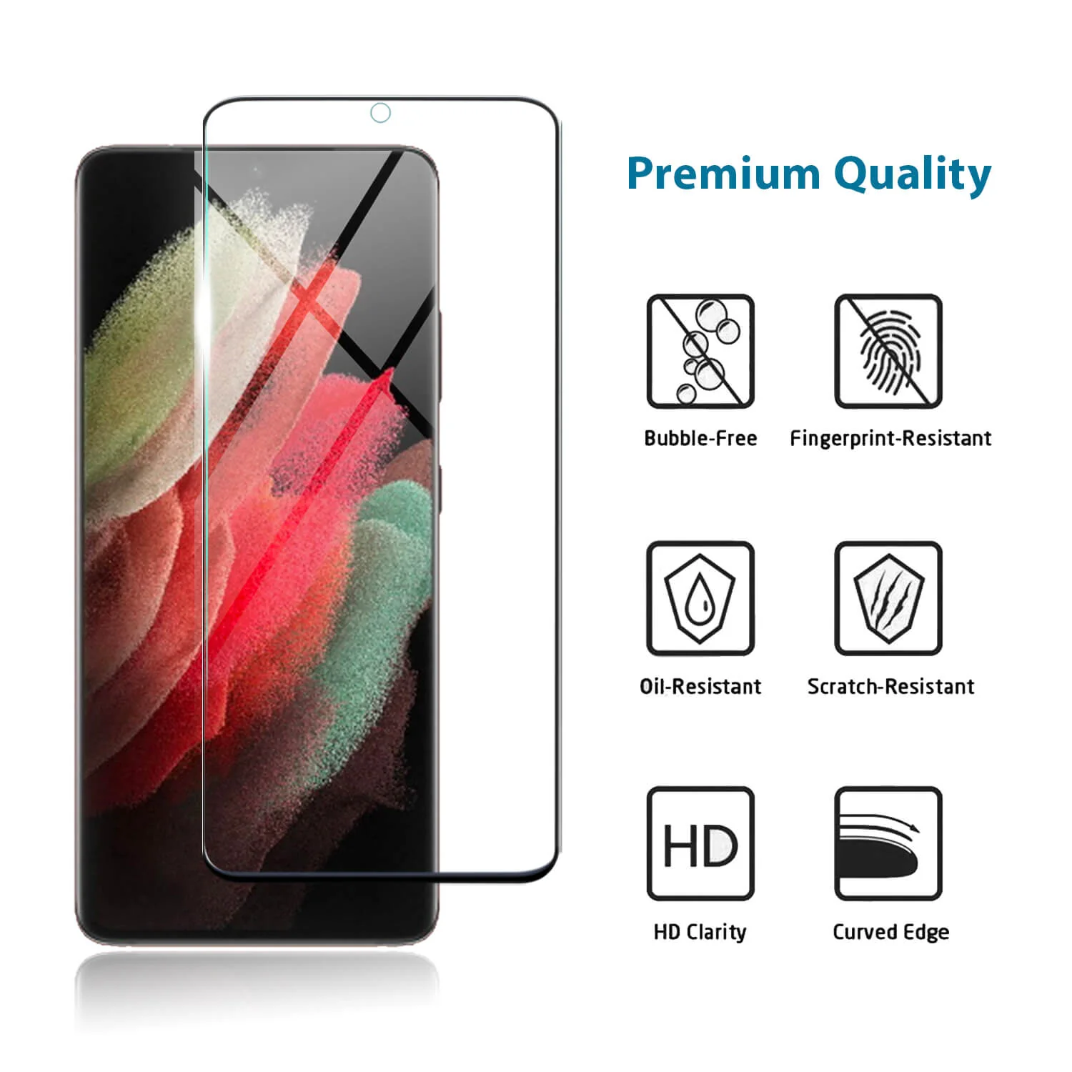 Tough On Samsung Galaxy S21 5G Tempered Glass Screen Protector Black - Image 2