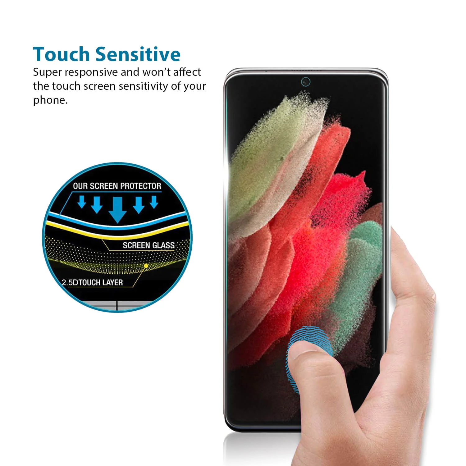 Tough On Samsung Galaxy S21 5G Tempered Glass Screen Protector Black - Image 5