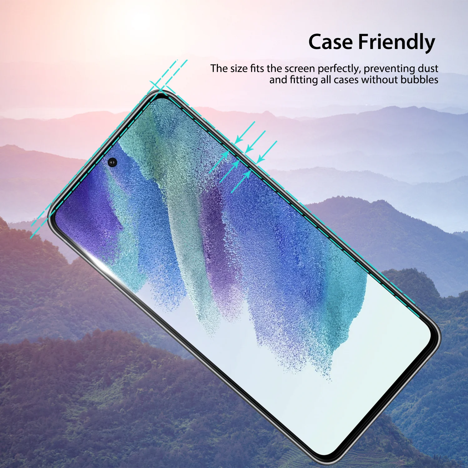 Tough On Samsung Galaxy S21 FE 5G Tempered Glass Screen Protector Black - Image 3