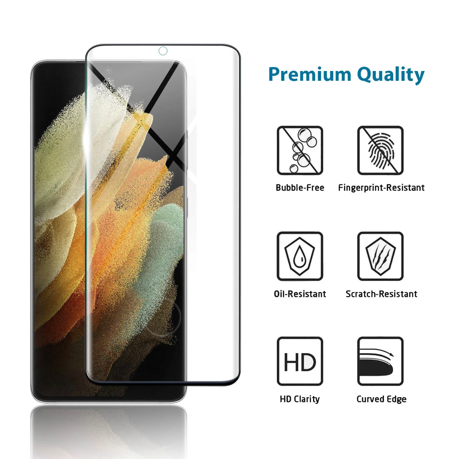 Tough On Samsung Galaxy S21 Ultra 5G Tempered Glass Screen Protector Black - Image 2