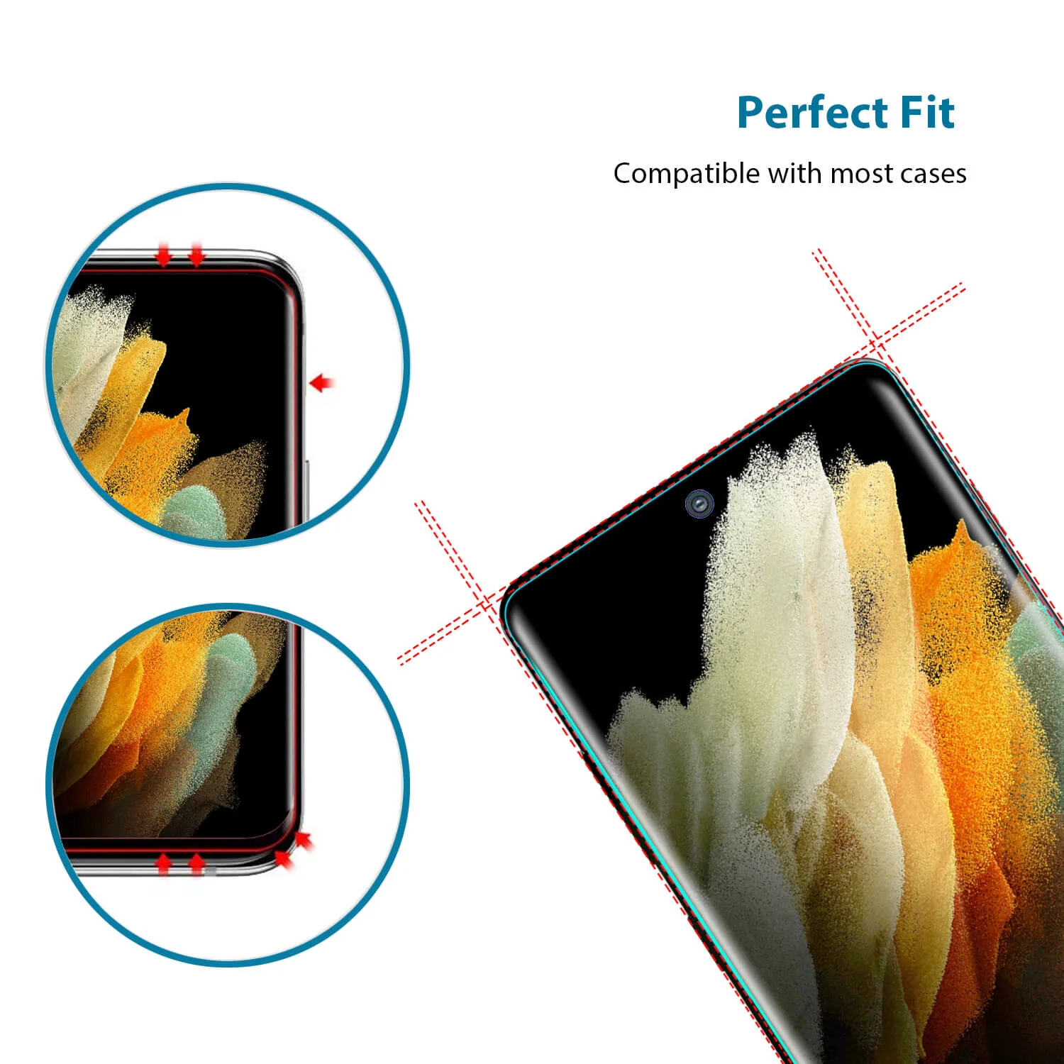 Tough On Samsung Galaxy S21 Ultra 5G Tempered Glass Screen Protector Black - Image 4