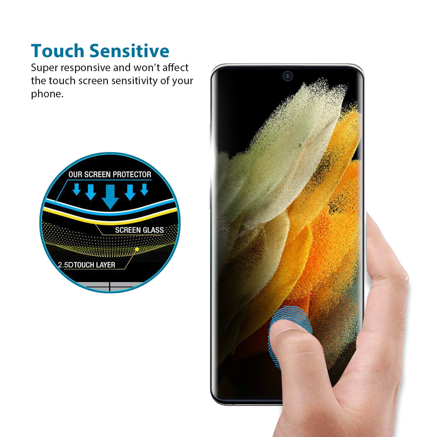 Tough On Samsung Galaxy S21 Ultra 5G Tempered Glass Screen Protector Black - Image 5