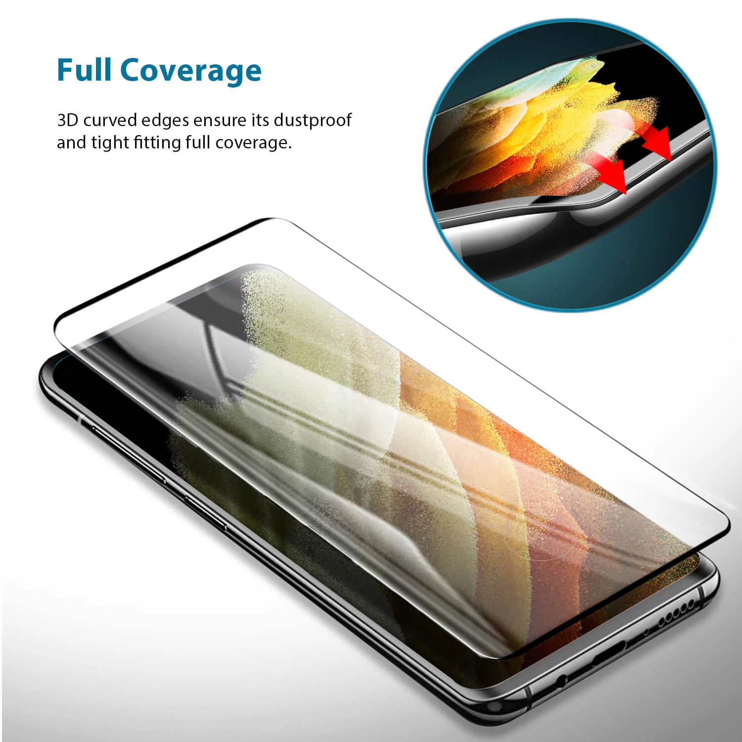 Tough On Samsung Galaxy S21 Ultra 5G Tempered Glass Screen Protector Black - Image 6