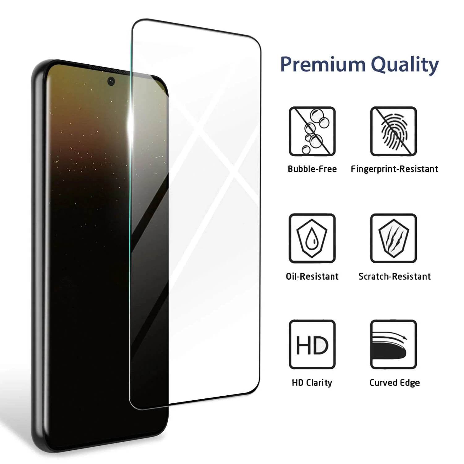 Tough On Samsung Galaxy S22 5G Full Tempered Glass Screen Protector Black - Image 2