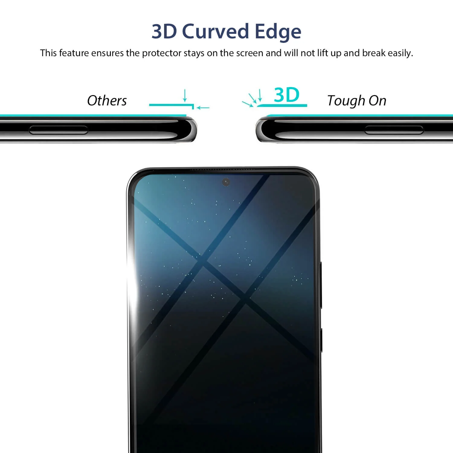 Tough On Samsung Galaxy S22 Plus 5G Full Tempered Glass Screen Protector Black - Image 5