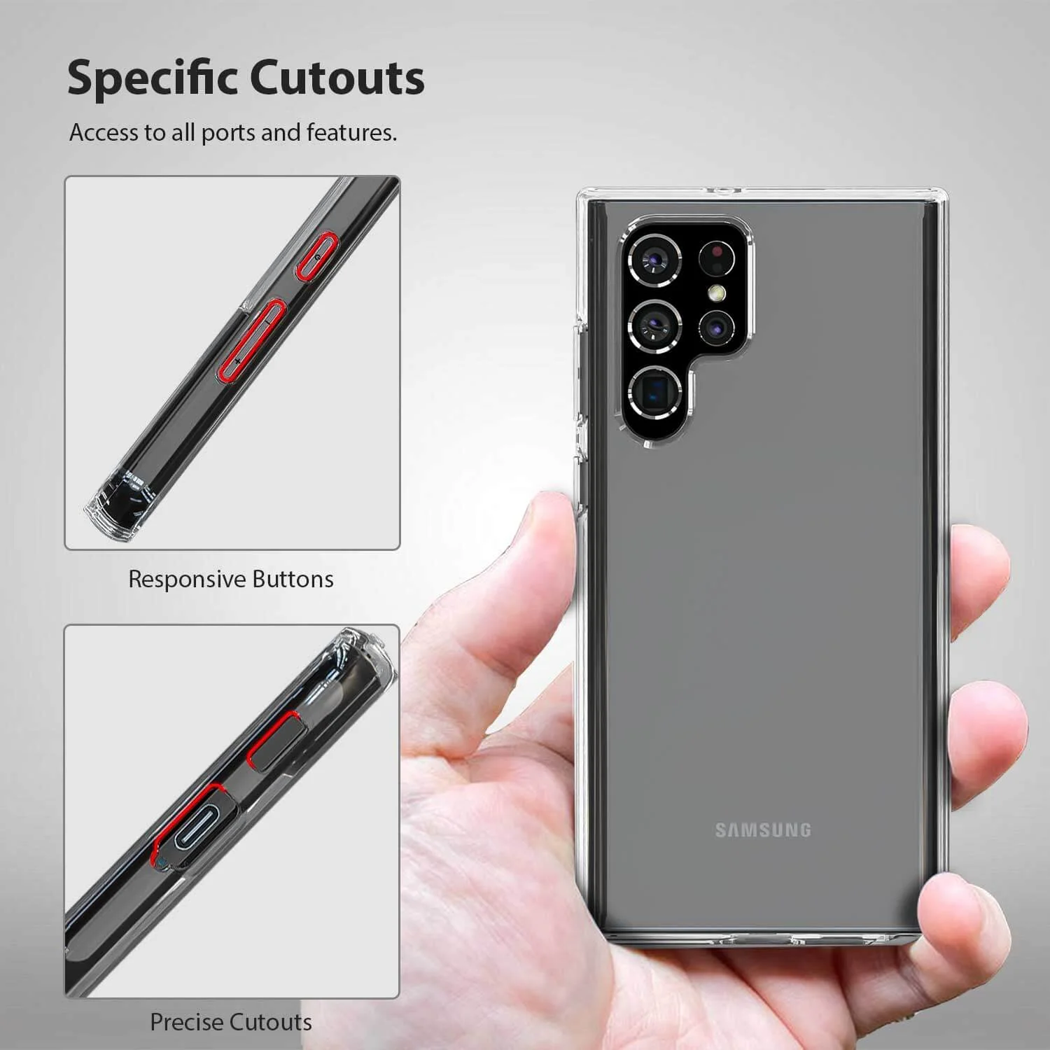 Tough On Samsung Galaxy S22 Ultra 5G Case Tough Clear - Image 3