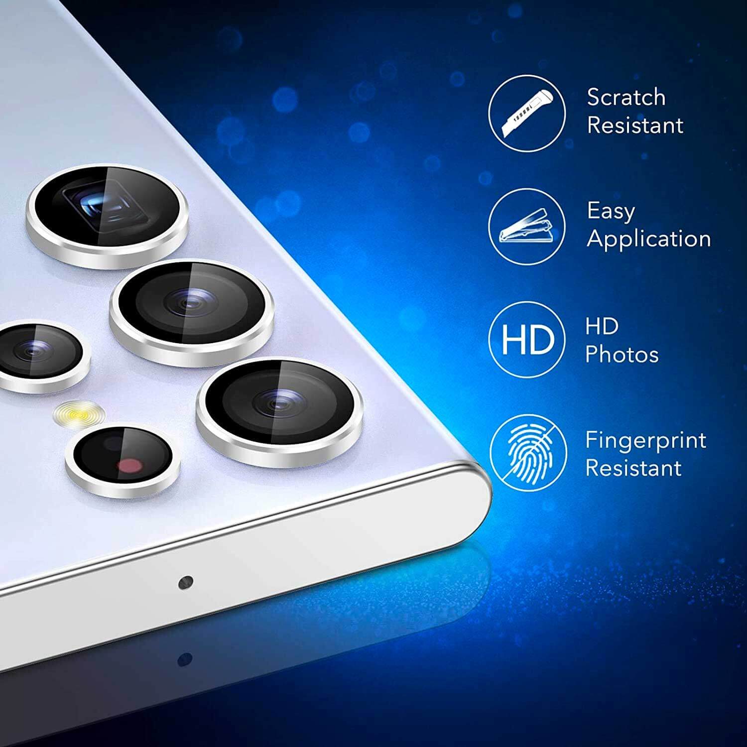 Tough On Samsung Galaxy S22 Ultra 5G Rear Camera Lens Protector Silver - Image 3
