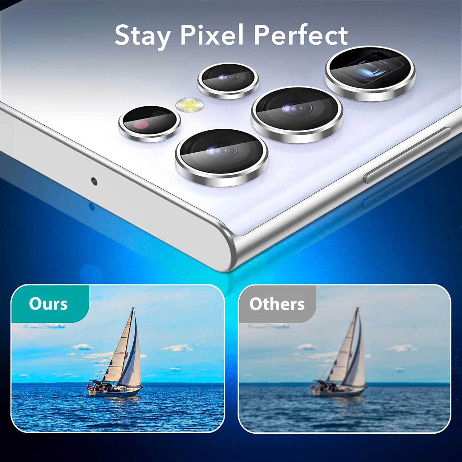 Tough On Samsung Galaxy S22 Ultra 5G Rear Camera Lens Protector Silver - Image 6