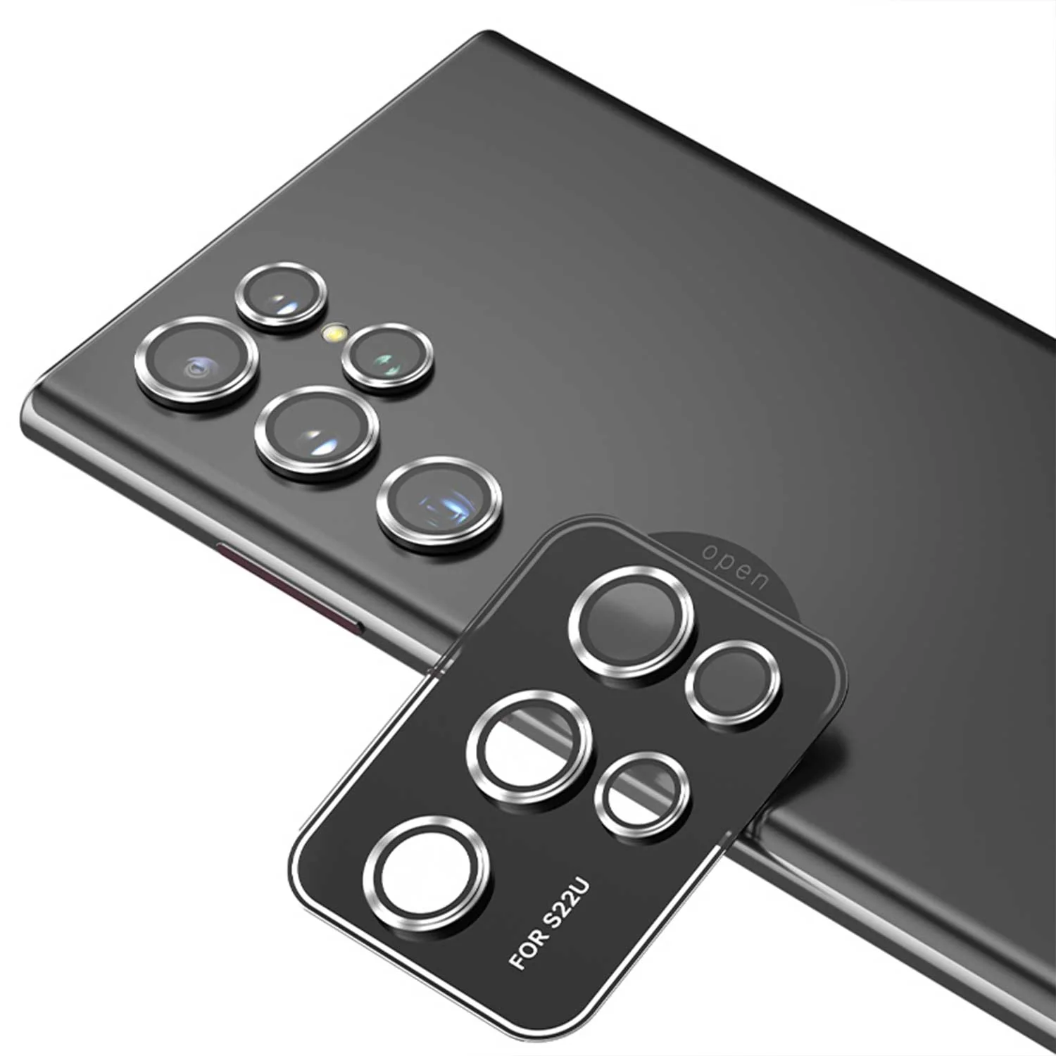 Tough On Samsung Galaxy S22 Ultra 5G Rear Camera Lens Protector Silver - Image 8