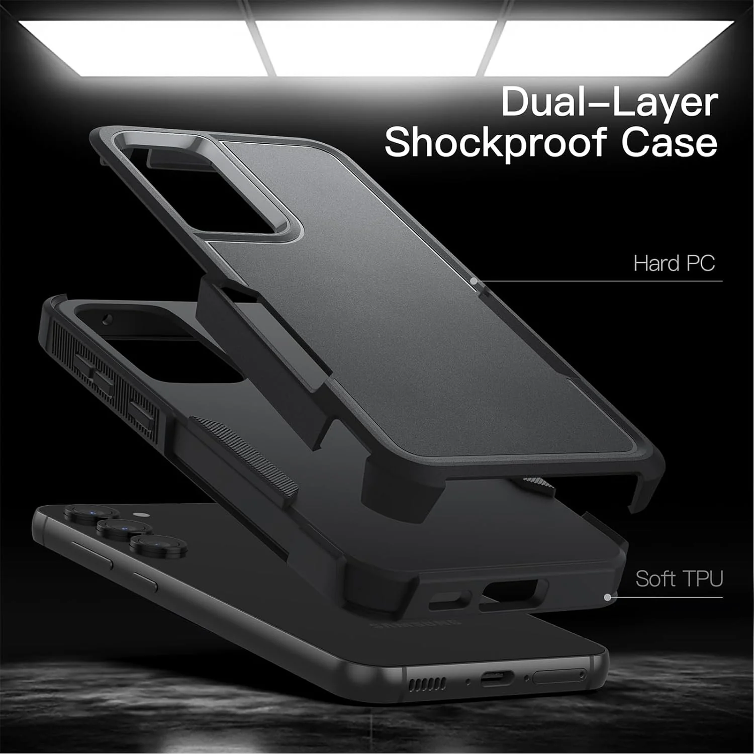 Tough On Samsung Galaxy S23 FE 5G Case Tough Armor Black - Image 4