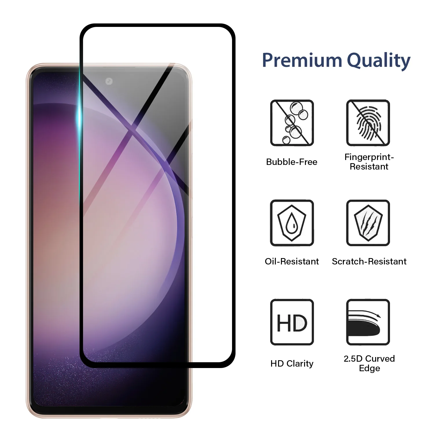 Tough On Samsung Galaxy S23 FE 5G Tempered Glass Screen Protector Black - Image 2