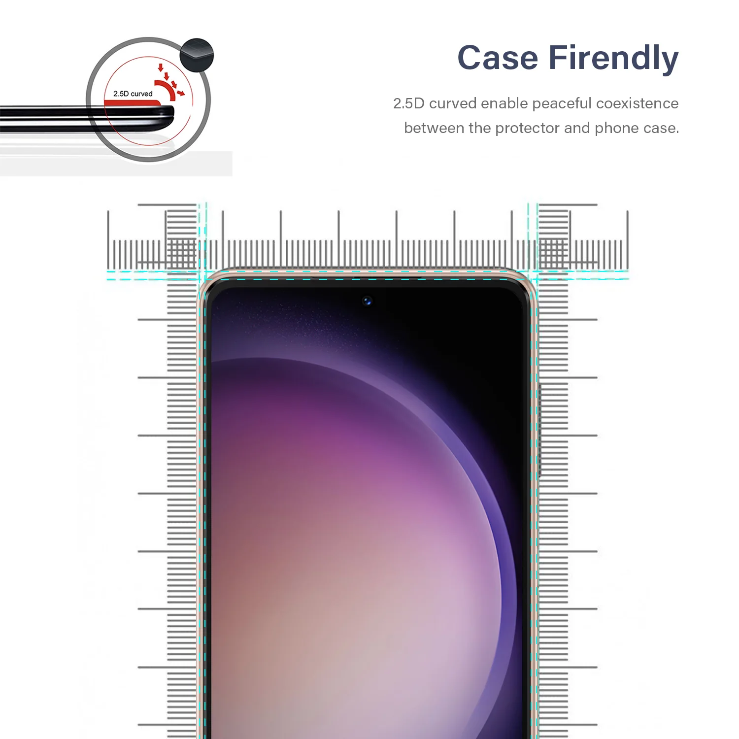 Tough On Samsung Galaxy S23 FE 5G Tempered Glass Screen Protector Black - Image 3