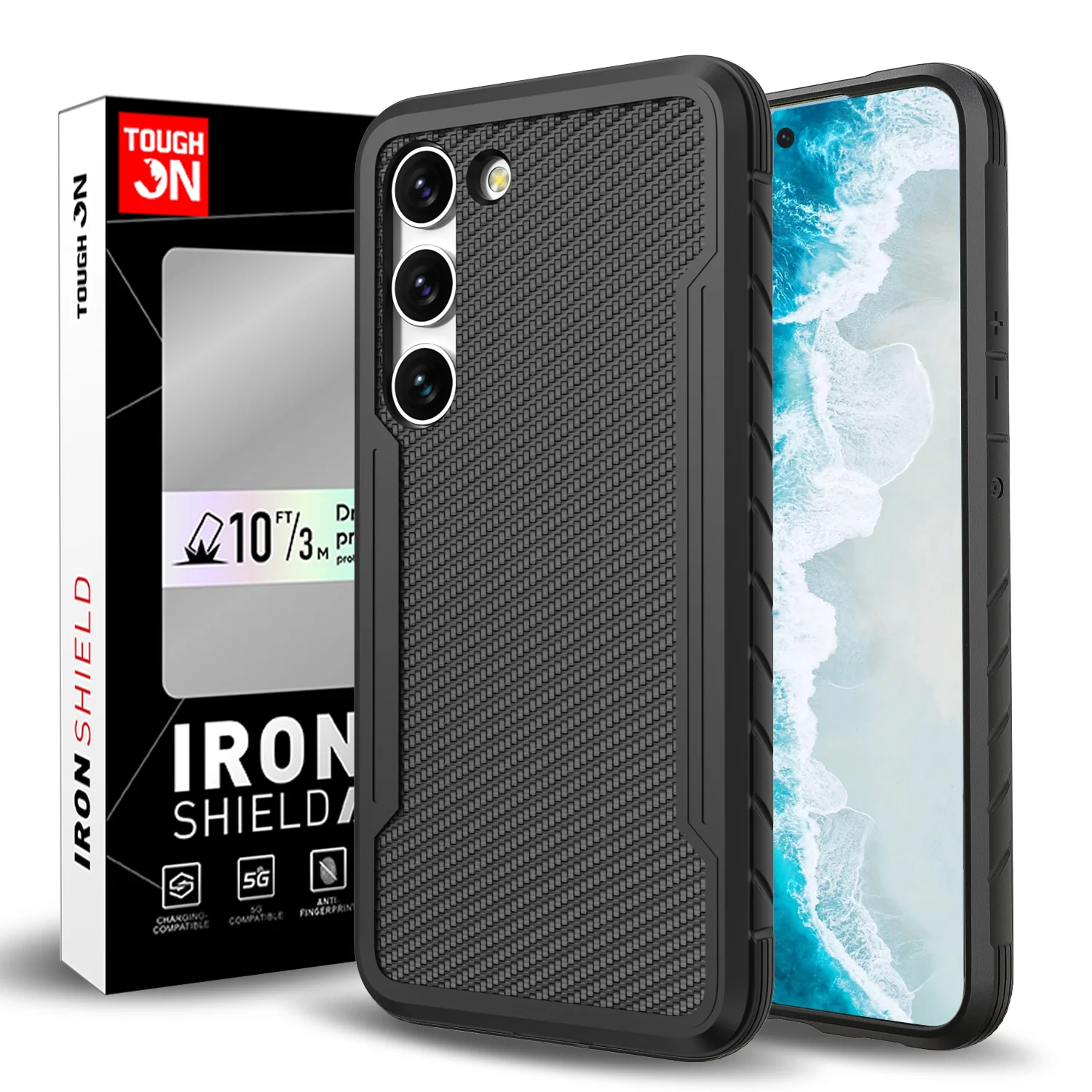 Tough On Samsung Galaxy S23 Plus 5G Case Iron Shield Carbon Fiber