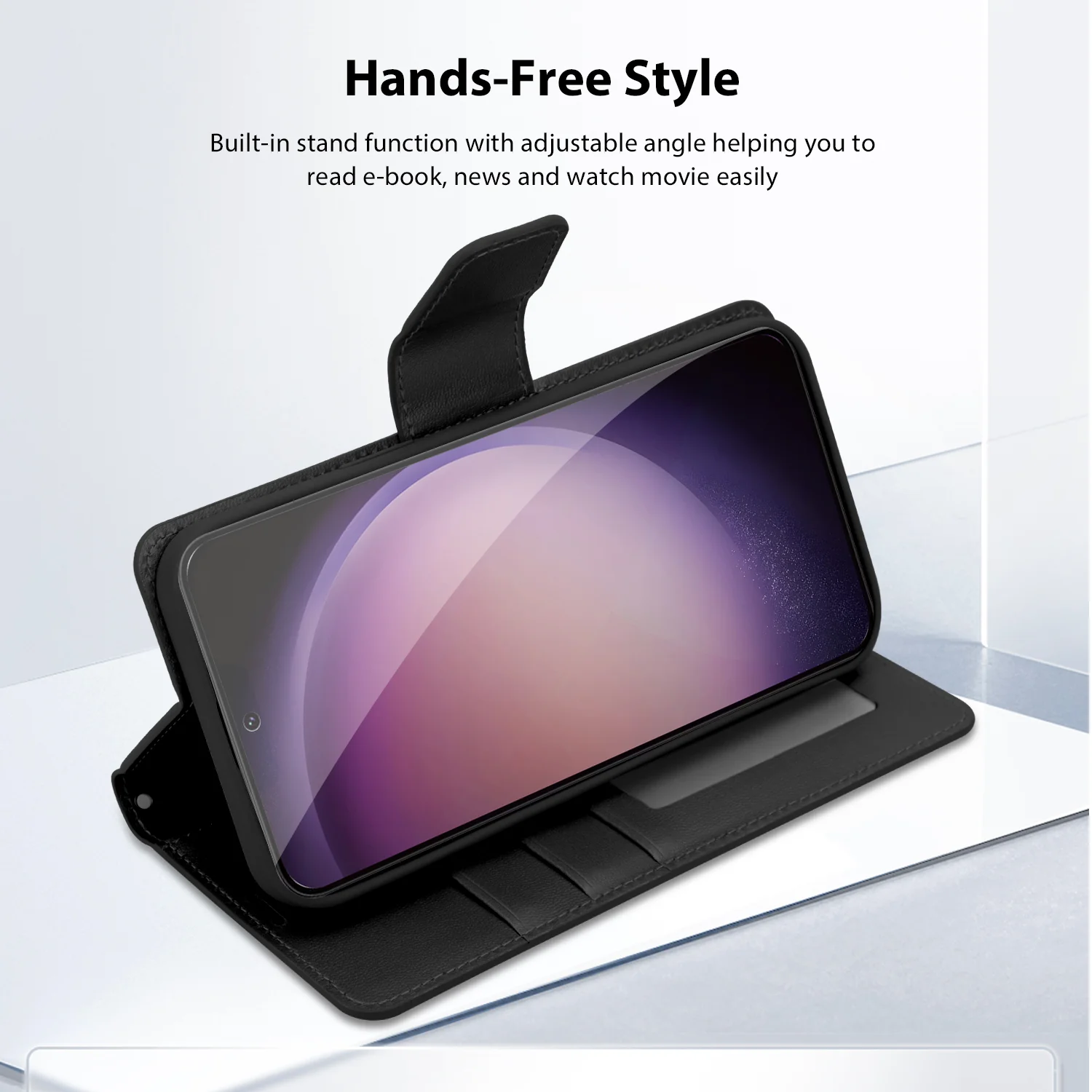 Tough On Samsung Galaxy S23 Plus Flip Wallet Leather Case Black - Image 3