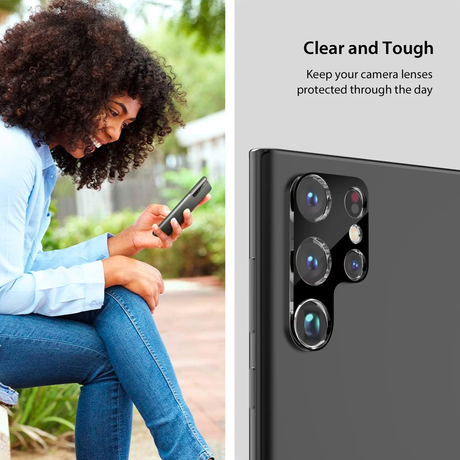 Tough On Samsung Galaxy S23 Ultra Rear Camera Protector Tempered Glass Black - Image 8
