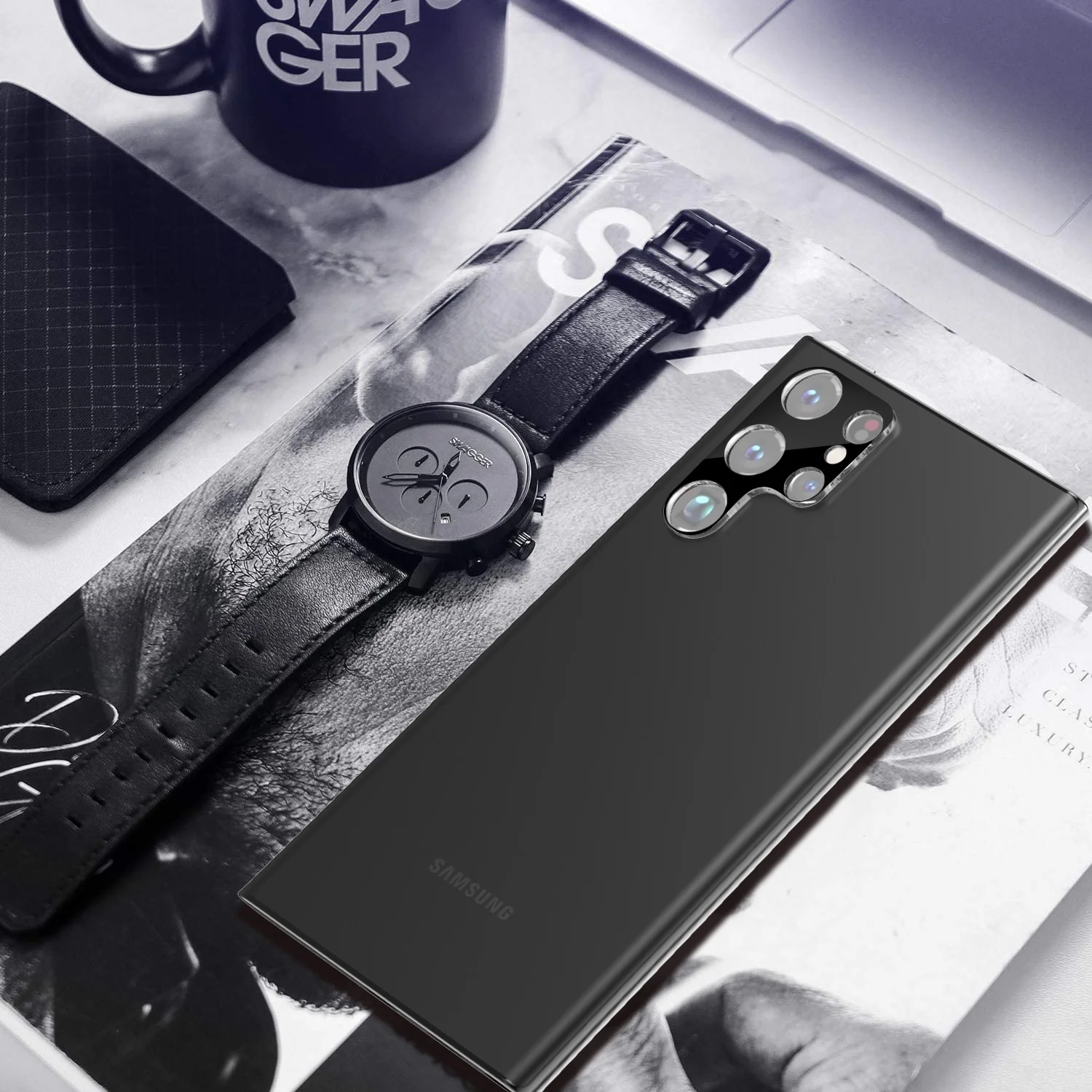 Tough On Samsung Galaxy S23 Ultra Rear Camera Protector Tempered Glass Black - Image 9