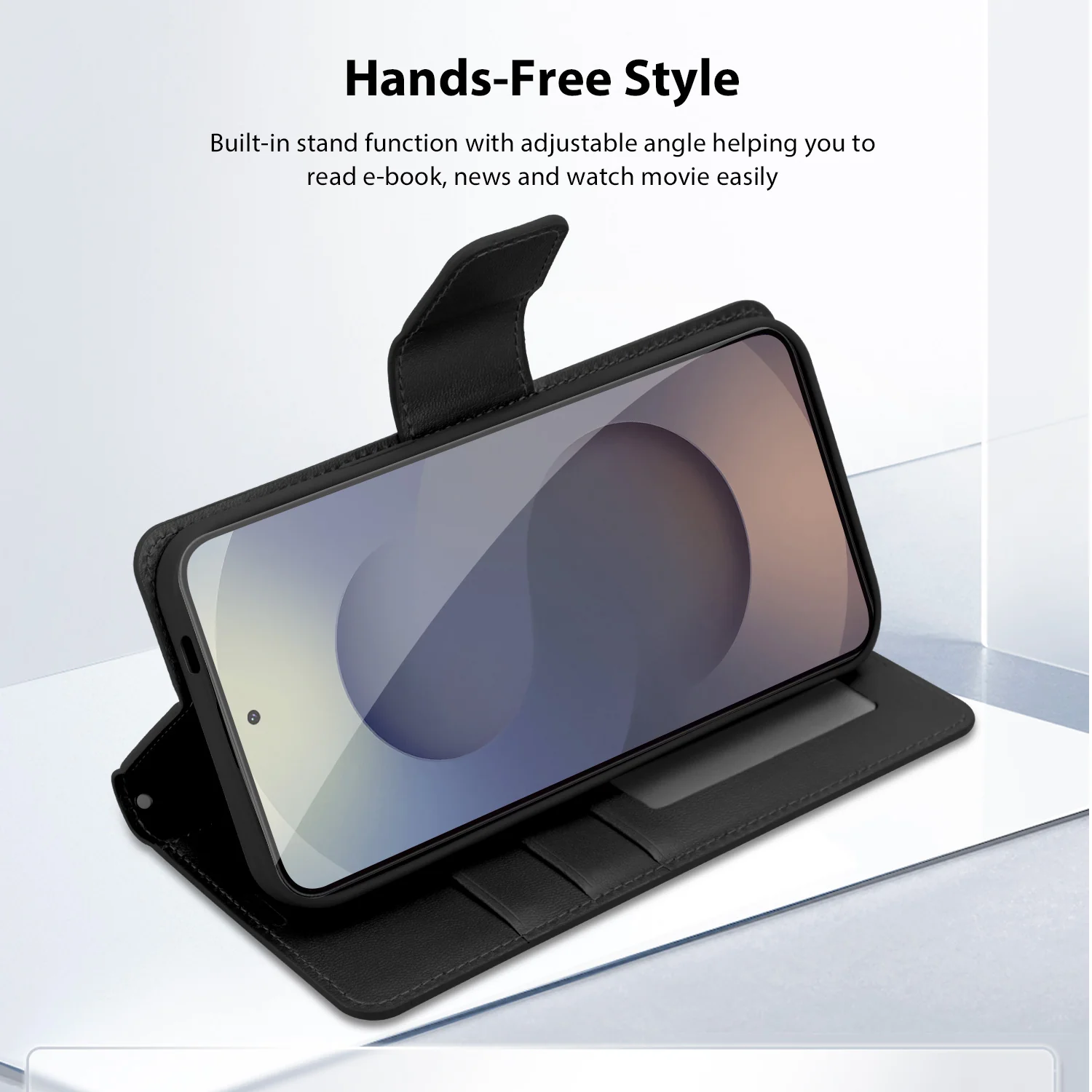 Tough On Samsung Galaxy S25 Edge Flip Wallet Leather Case Black - Image 3