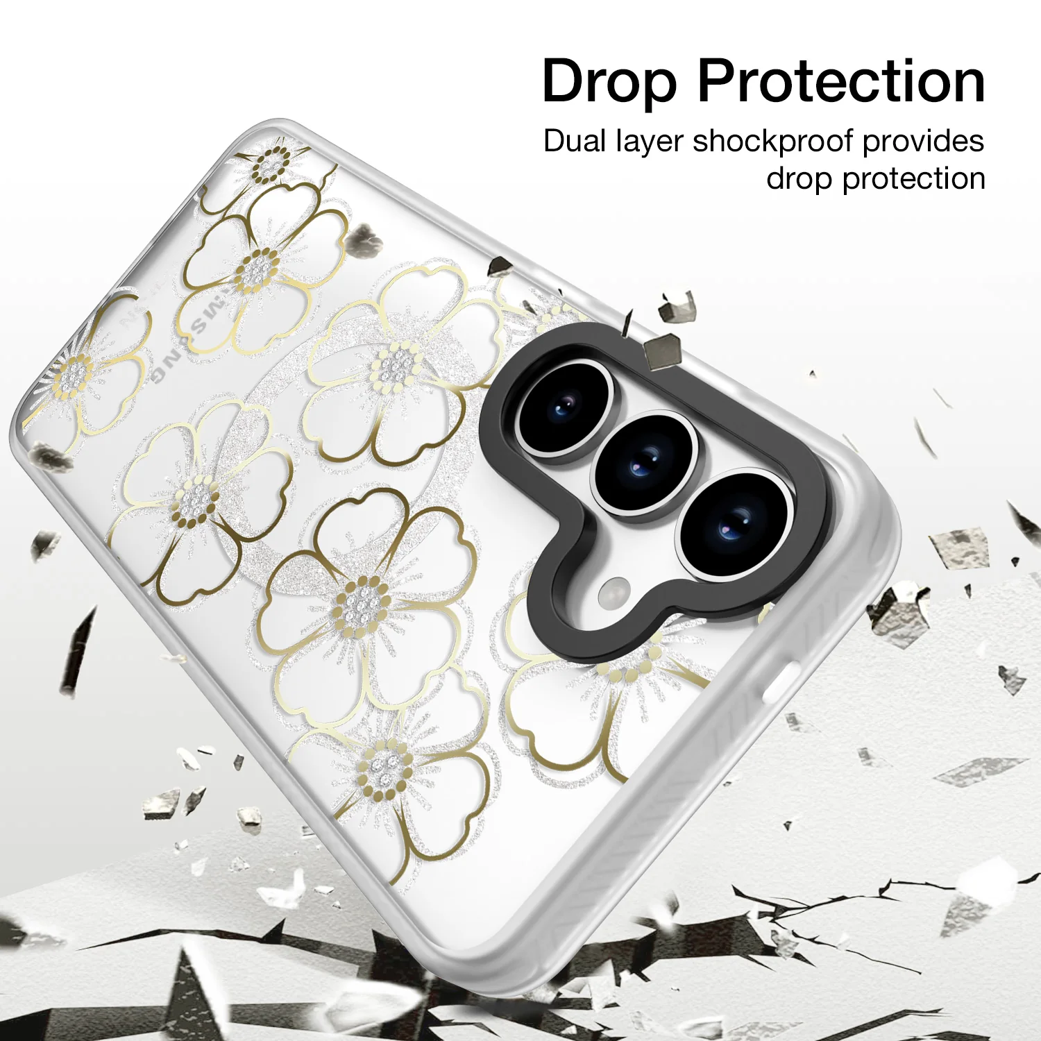 Tough On Samsung Galaxy S25 Plus Case IMD Emerald With MagSafe Golden Floral - Image 3