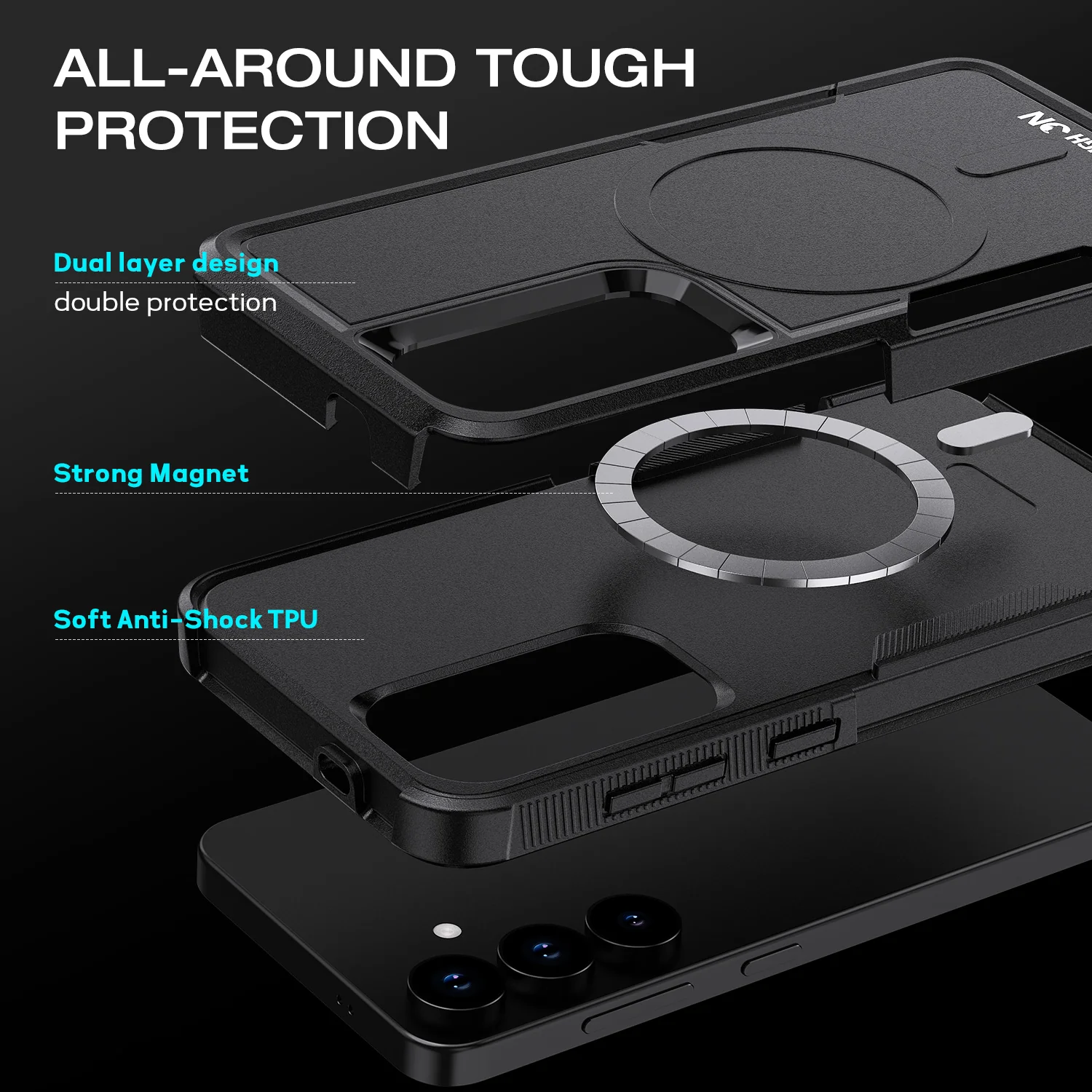 Tough On Samsung Galaxy S25 Plus Case with MagSafe Heavy Armor Black - Image 5