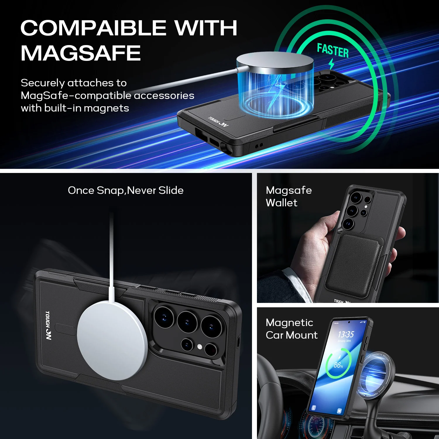Tough On Samsung Galaxy S25 Ultra Case with MagSafe Heavy Armor Black - Image 2