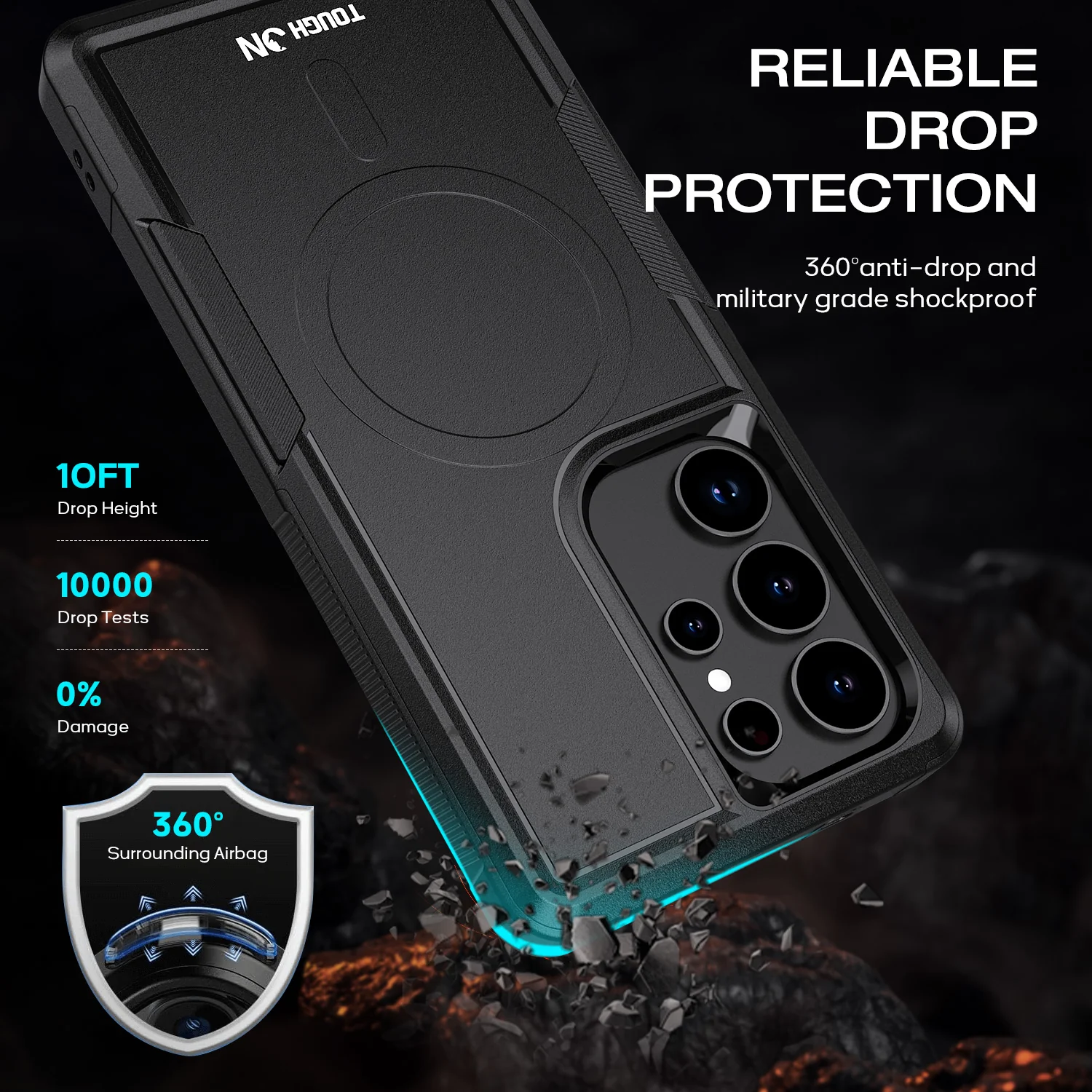 Tough On Samsung Galaxy S25 Ultra Case with MagSafe Heavy Armor Black - Image 3