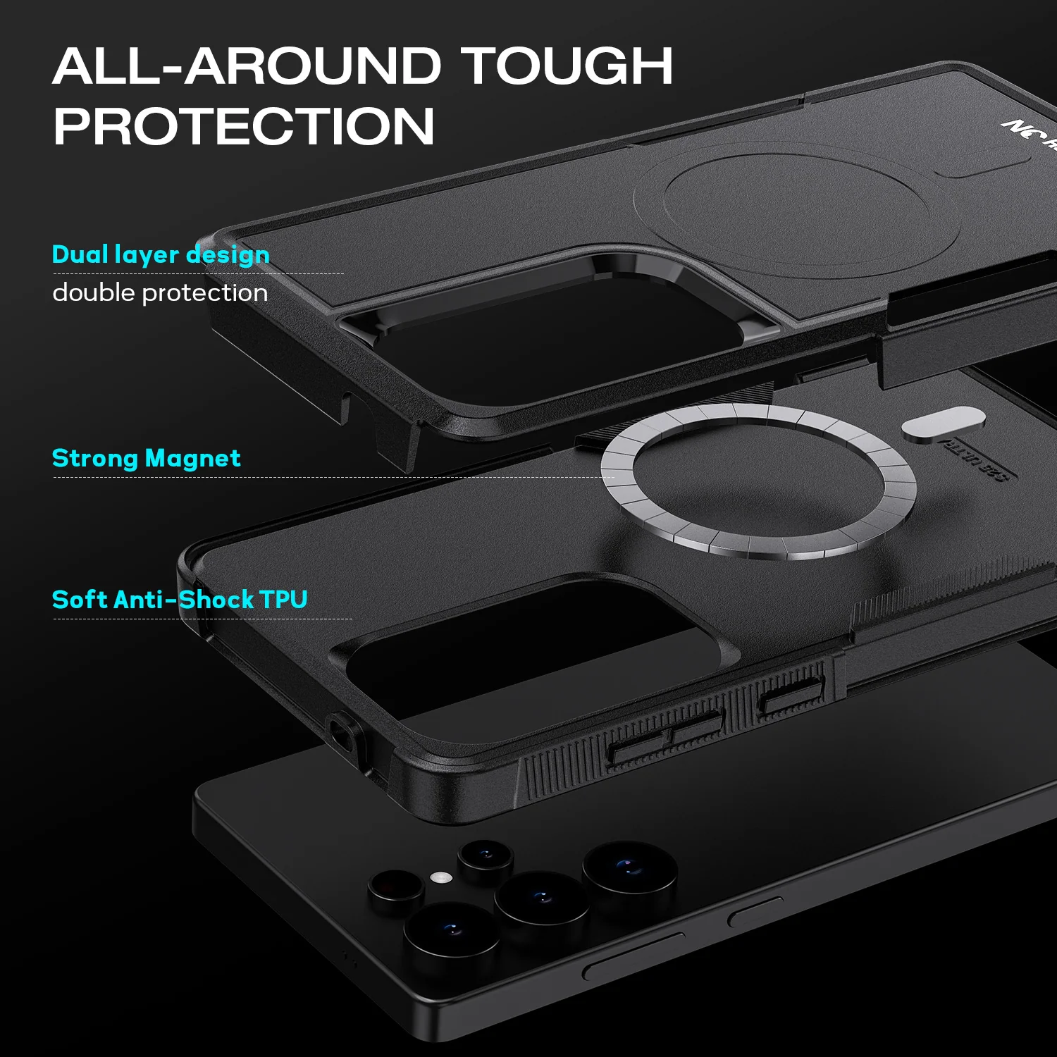 Tough On Samsung Galaxy S25 Ultra Case with MagSafe Heavy Armor Black - Image 5
