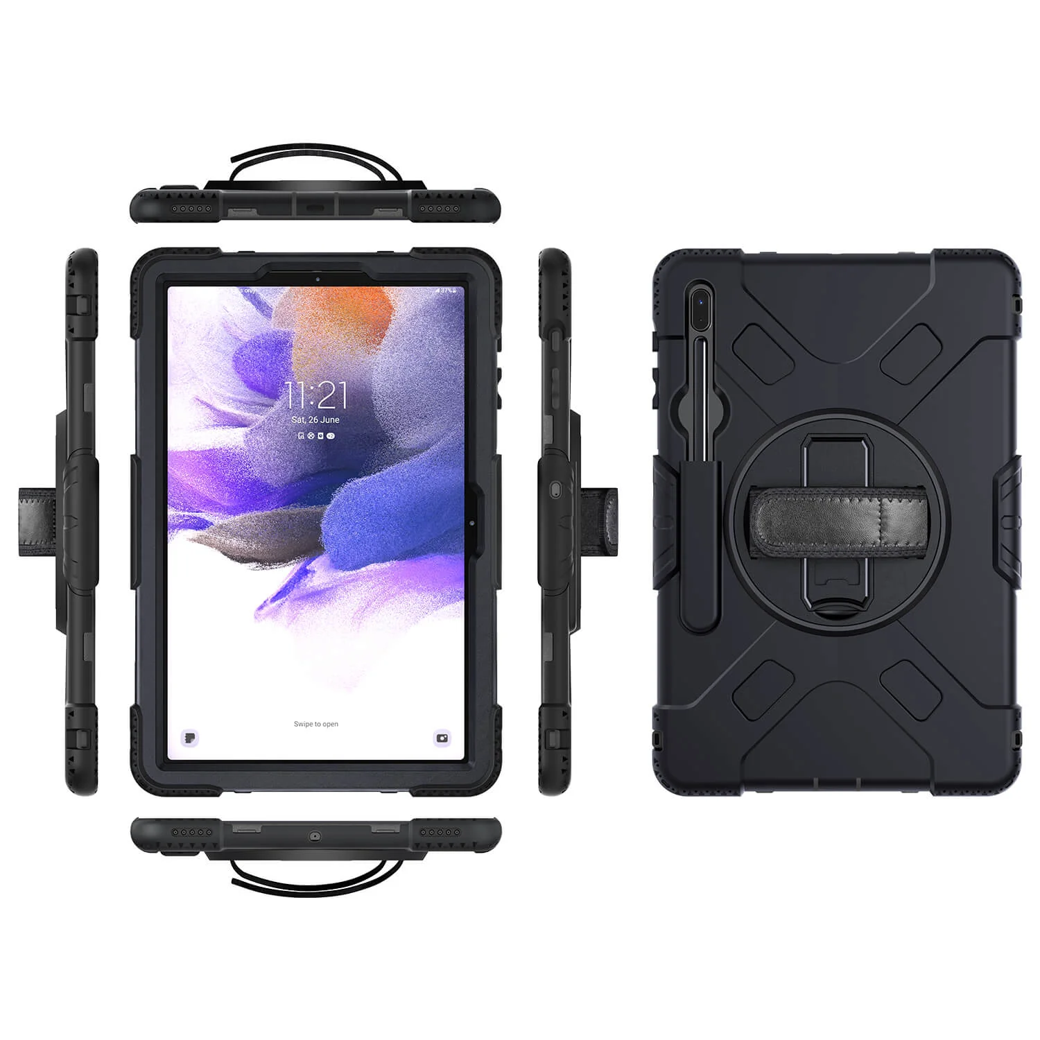 Tough on Samsung Galaxy Tab S7+ / S7 FE Case Rugged Protection Black - Image 11