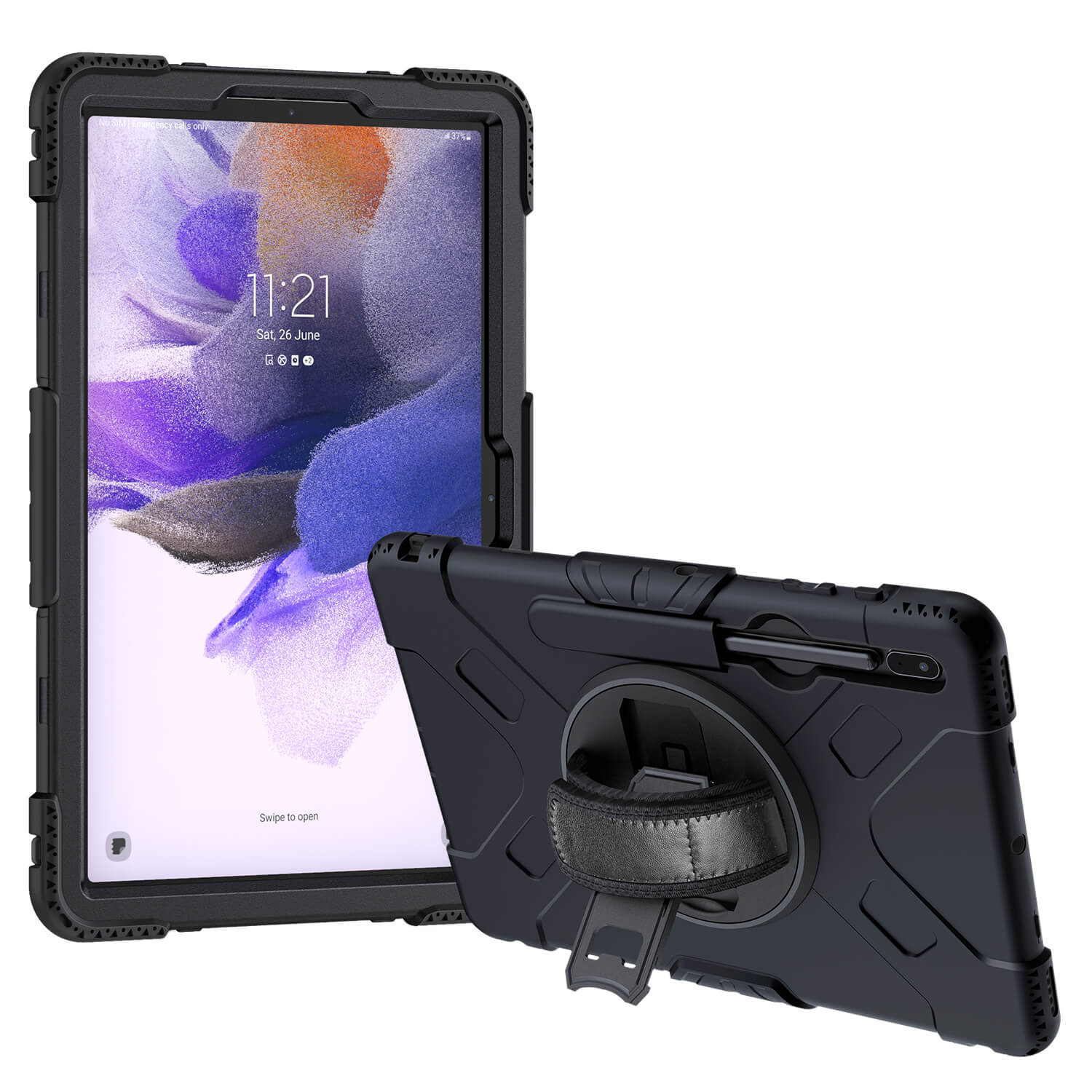 Tough on Samsung Galaxy Tab S7+ / S7 FE Case Rugged Protection Black - Image 12