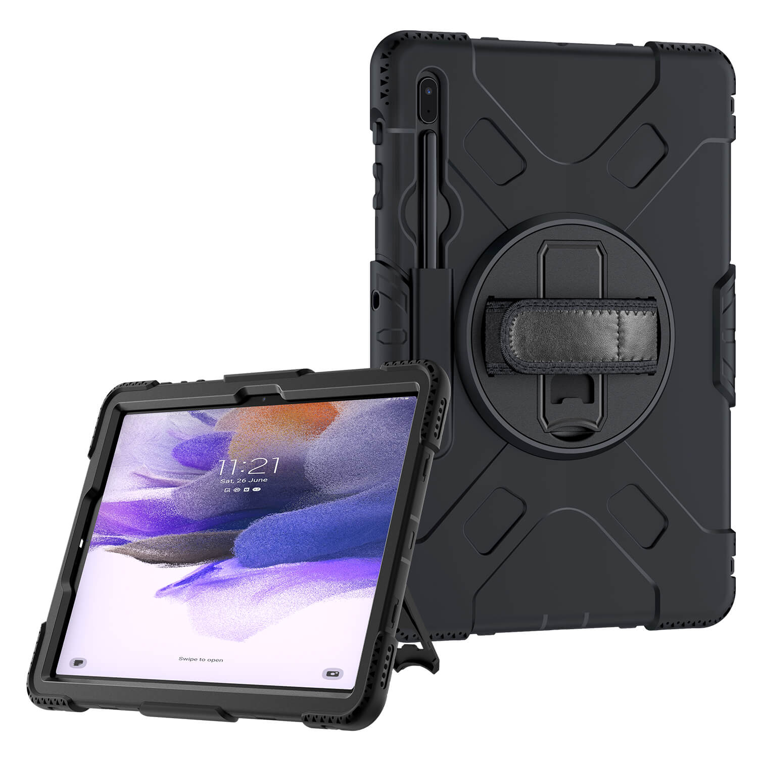 Tough on Samsung Galaxy Tab S7+ / S7 FE Case Rugged Protection Black - Image 3