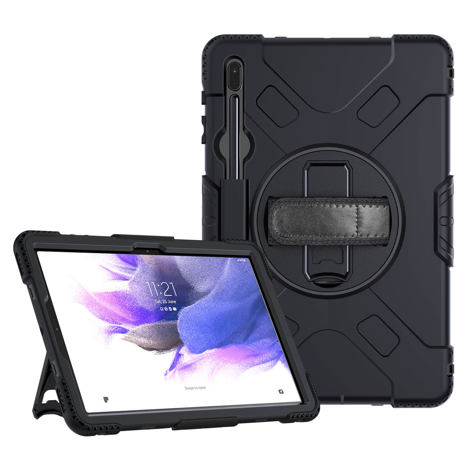 Tough on Samsung Galaxy Tab S7+ / S7 FE Case Rugged Protection Black - Image 4