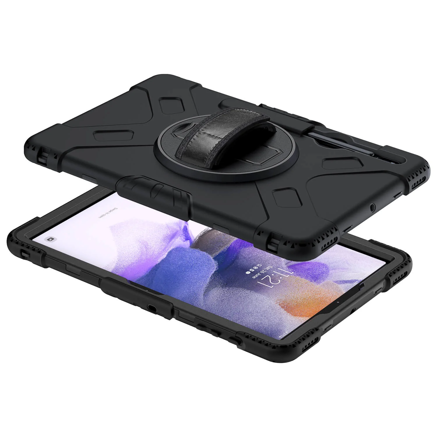 Tough on Samsung Galaxy Tab S7+ / S7 FE Case Rugged Protection Black - Image 5