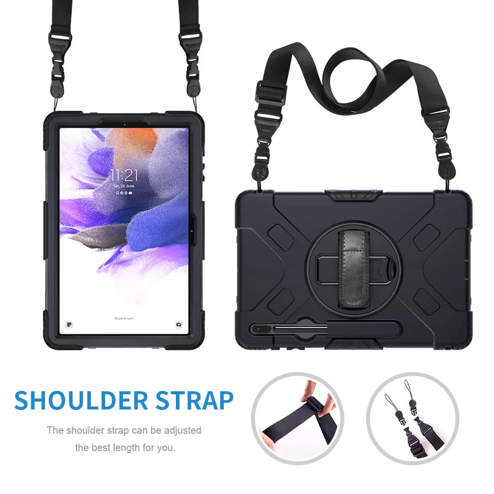 Tough on Samsung Galaxy Tab S7+ / S7 FE Case Rugged Protection Black - Image 9